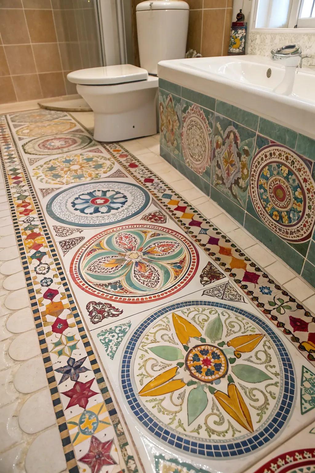 Artistic coverings bring vibrant, personalized style to your bathroom.