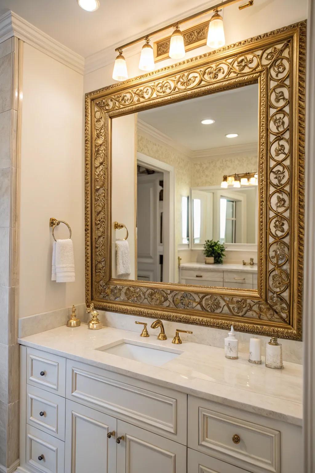 Ornamental trim transforms mirrors into impressive focal points.