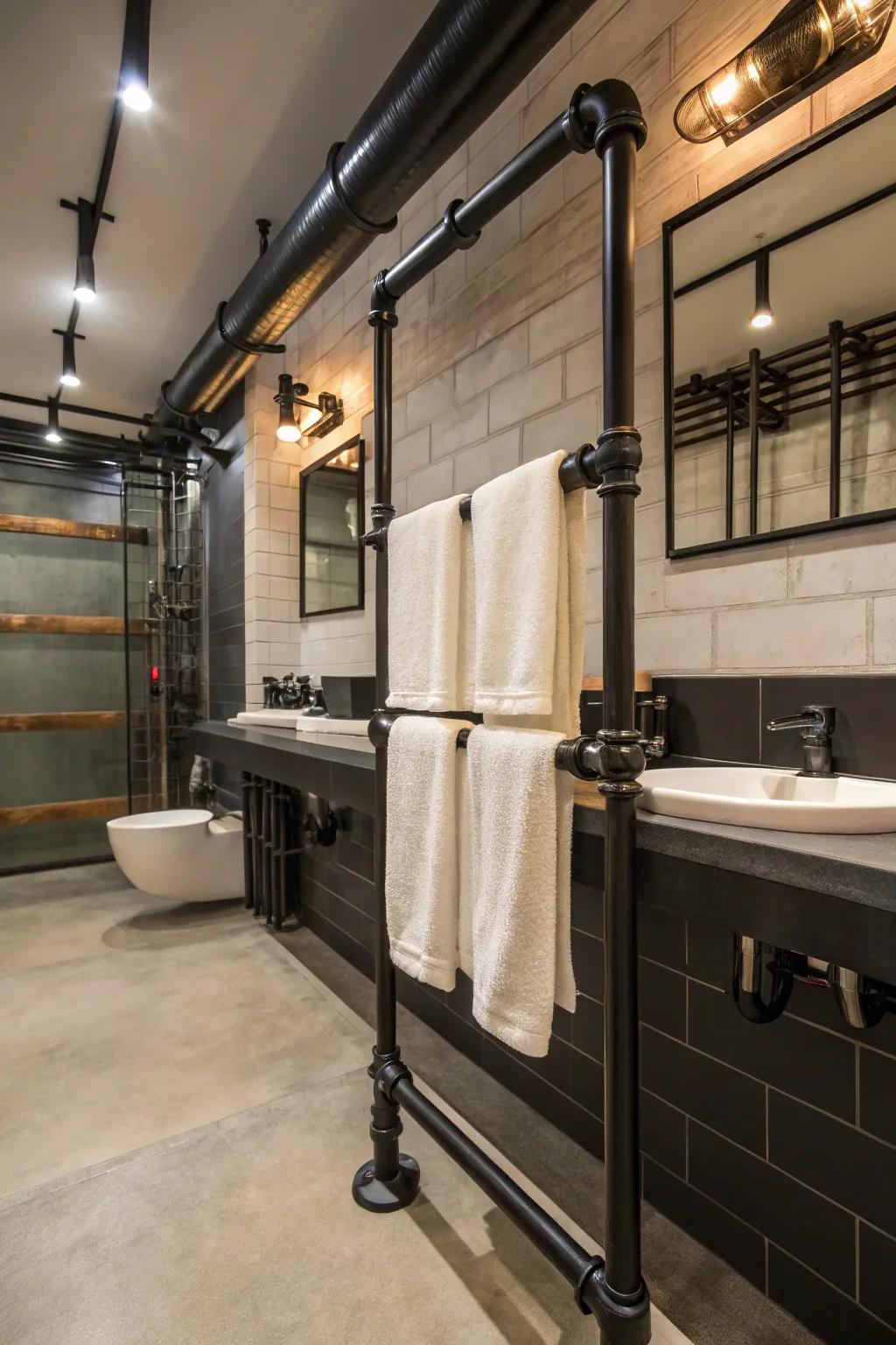 Add an urban vibe with industrial piping accents.
