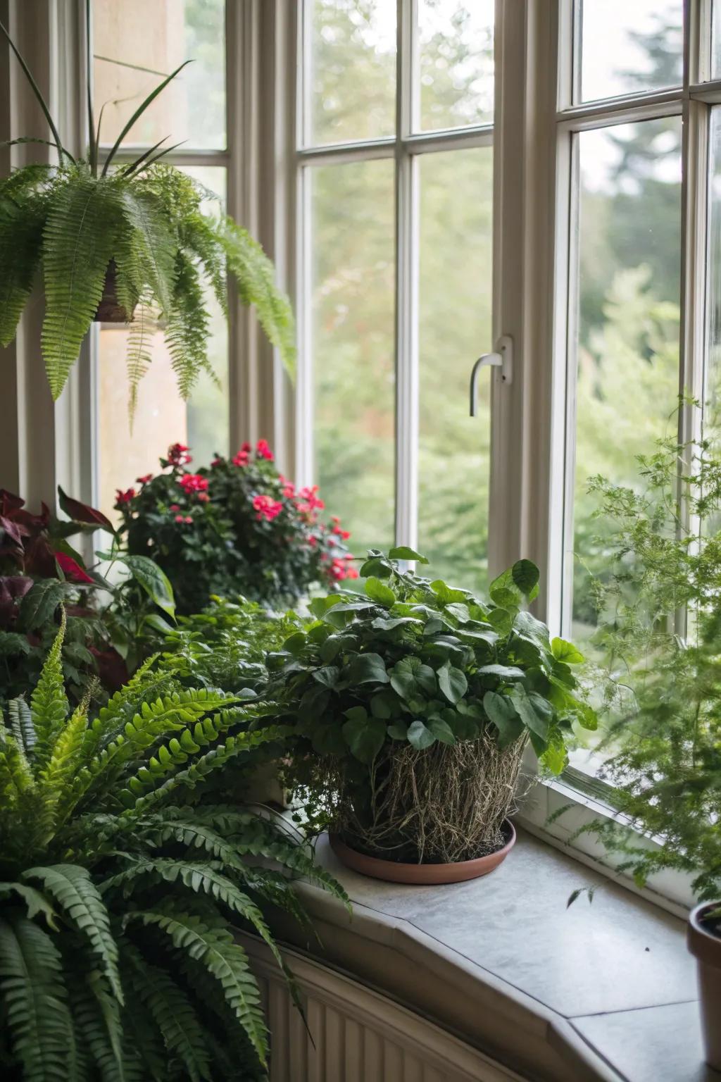 Transform your bay window into a verdant oasis with an array of houseplants.