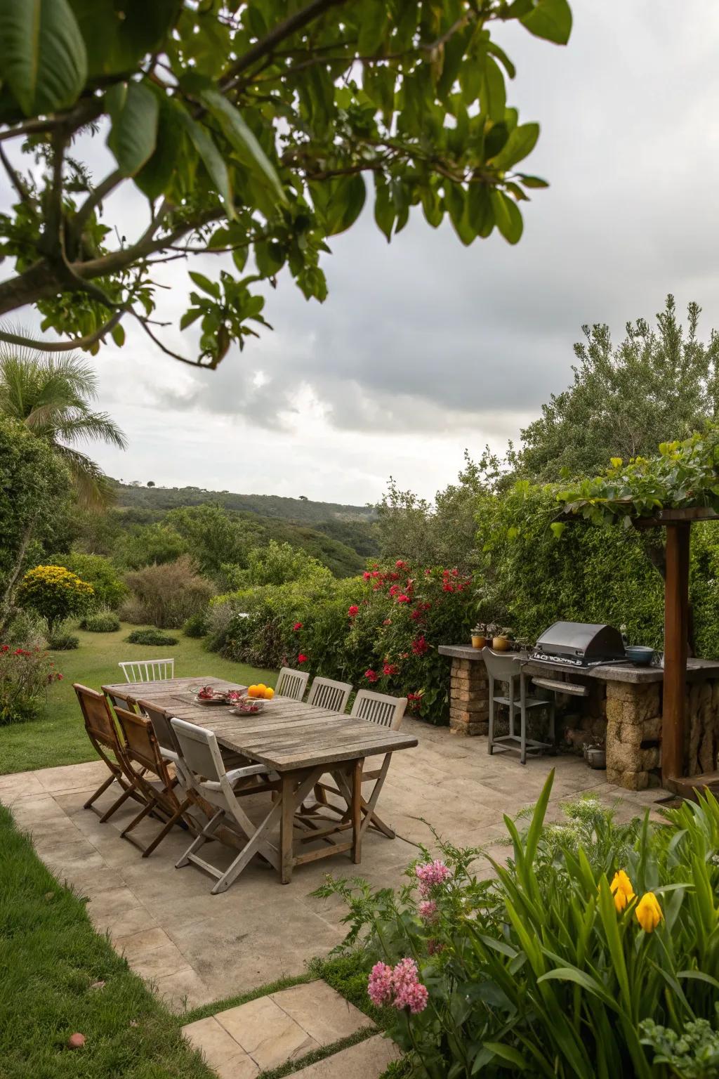 Add lush plants to your BBQ area.