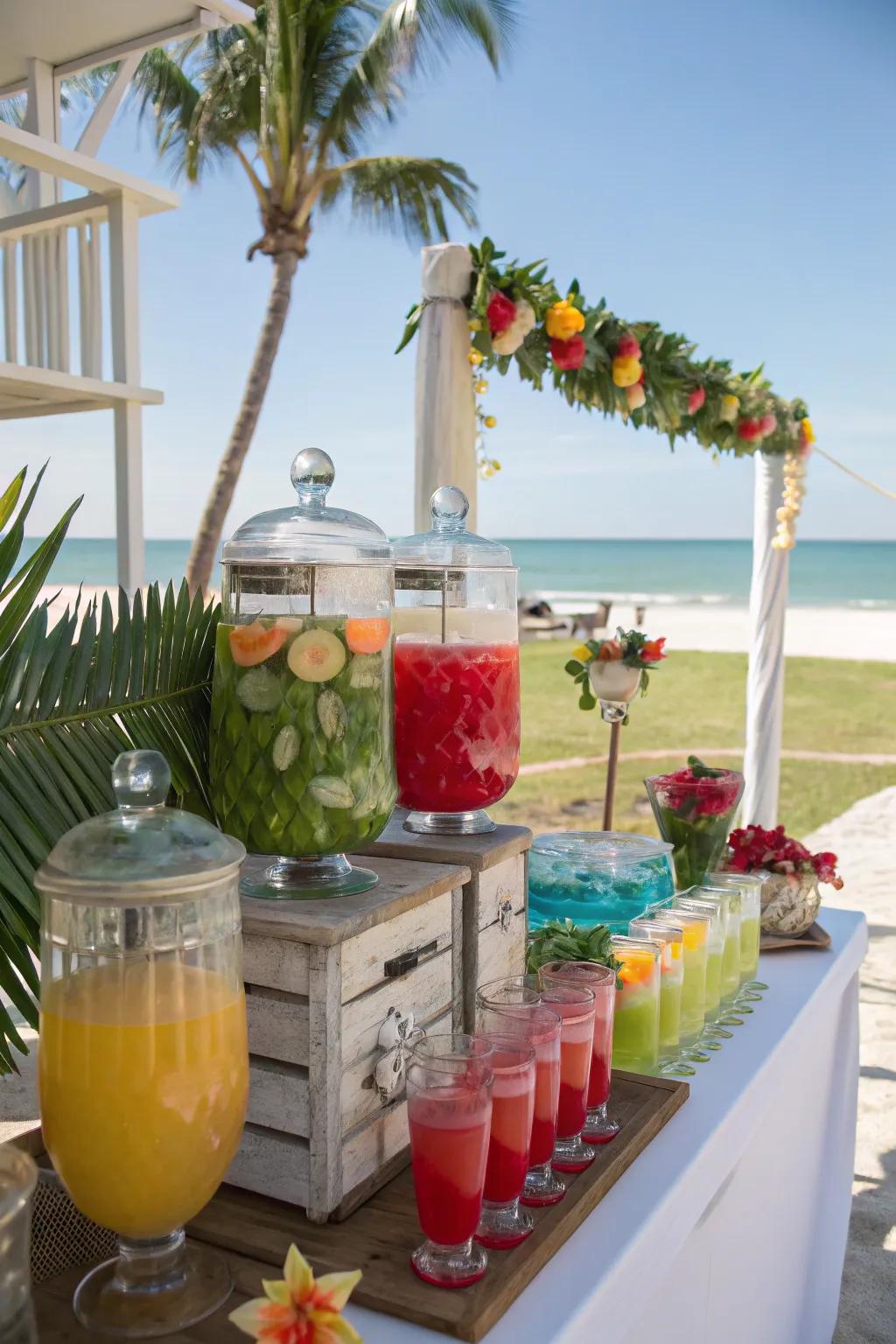 An invigorating libation station ensures attendees stay hydrated and joyous.