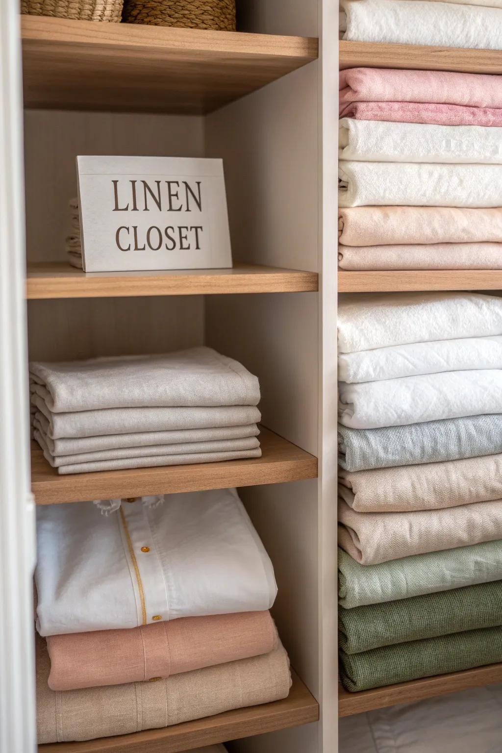 Decorative accents turn your linen closet into an elegant focal point.