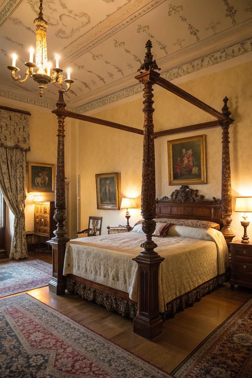 Vintage bedposts add timeless elegance to any bedroom decor.