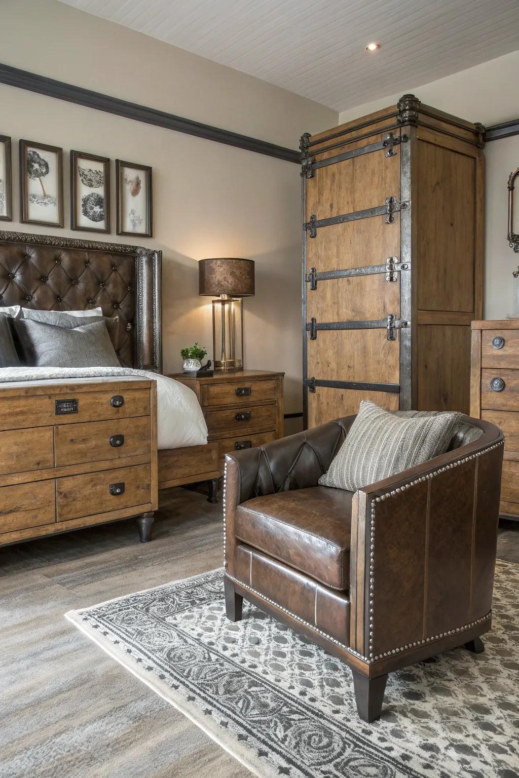 A balanced mix of textures creates a sophisticated yet rugged look.