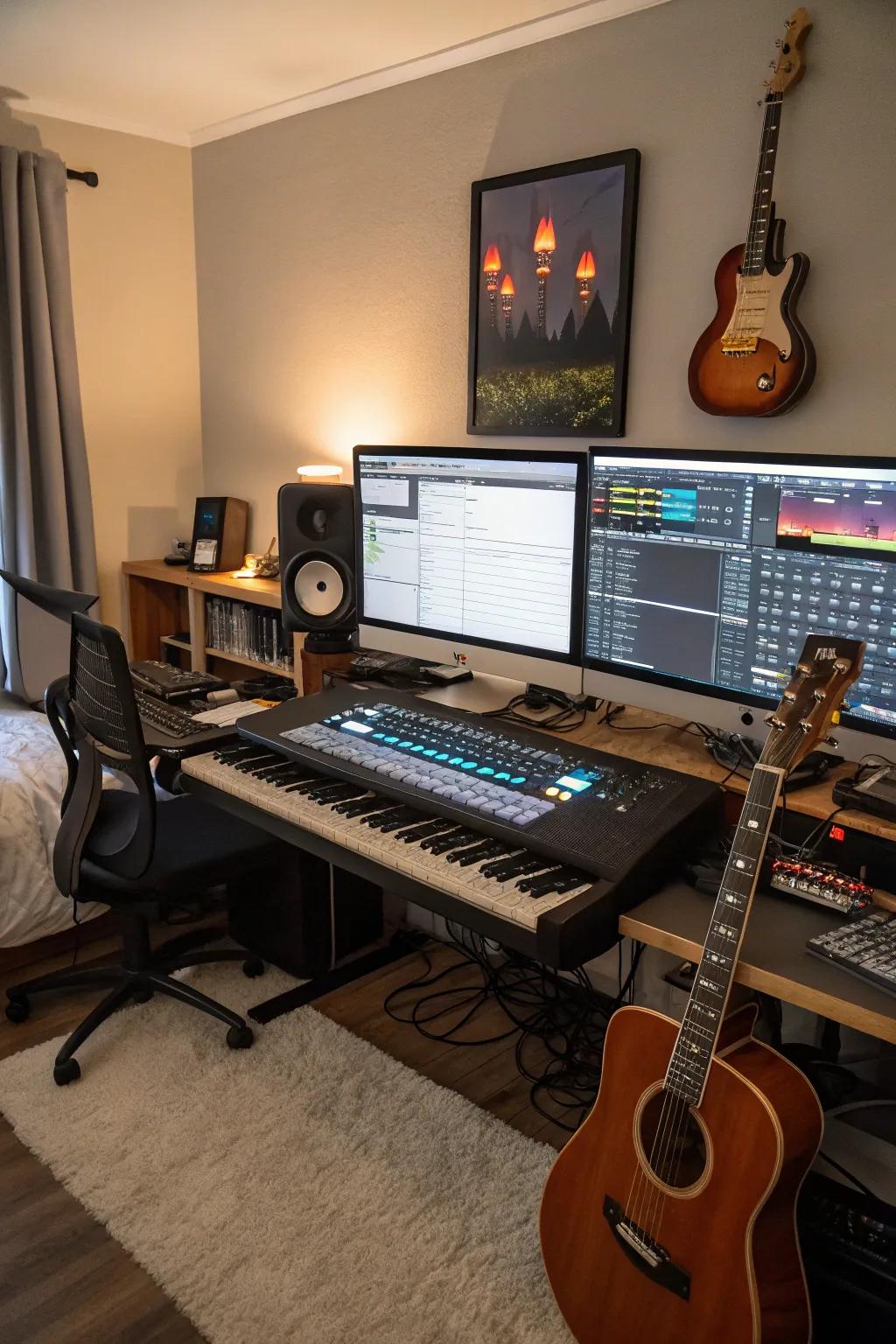 Two screens help streamline your music production, enhancing your efficiency.