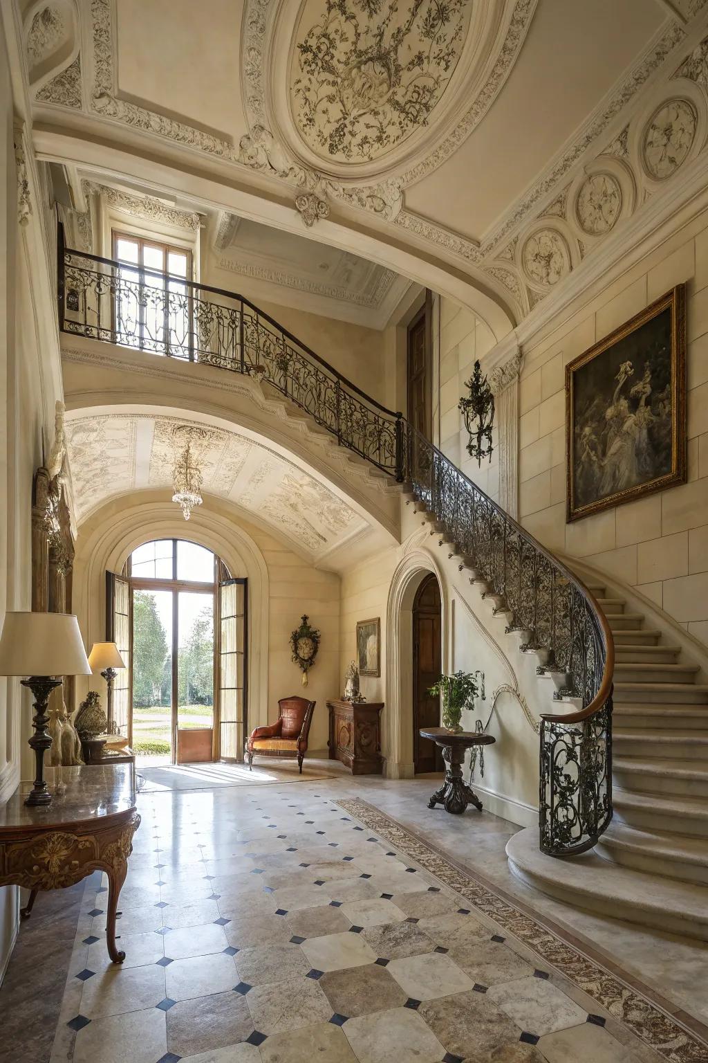 Natural stone flooring exudes elegance and timeless beauty.