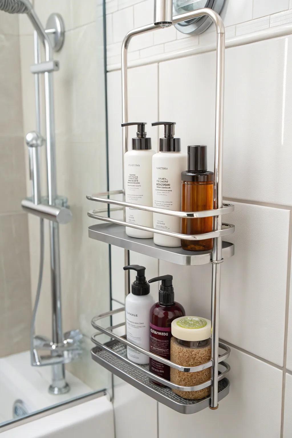 Personalize your storage with an adaptable shower buddy.