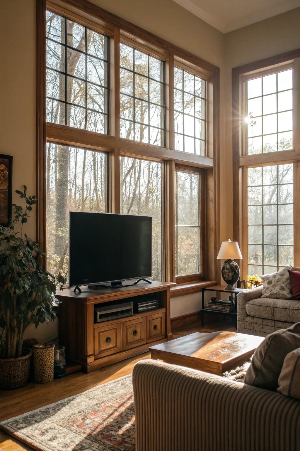 Natural light improves the brightness and mood of a living room.