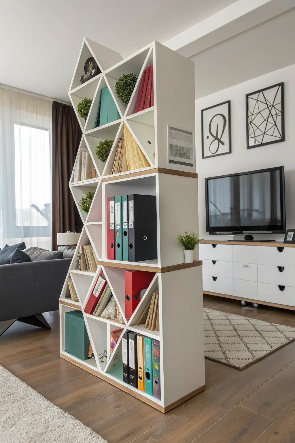 Showcasing arranged binders with easy access.