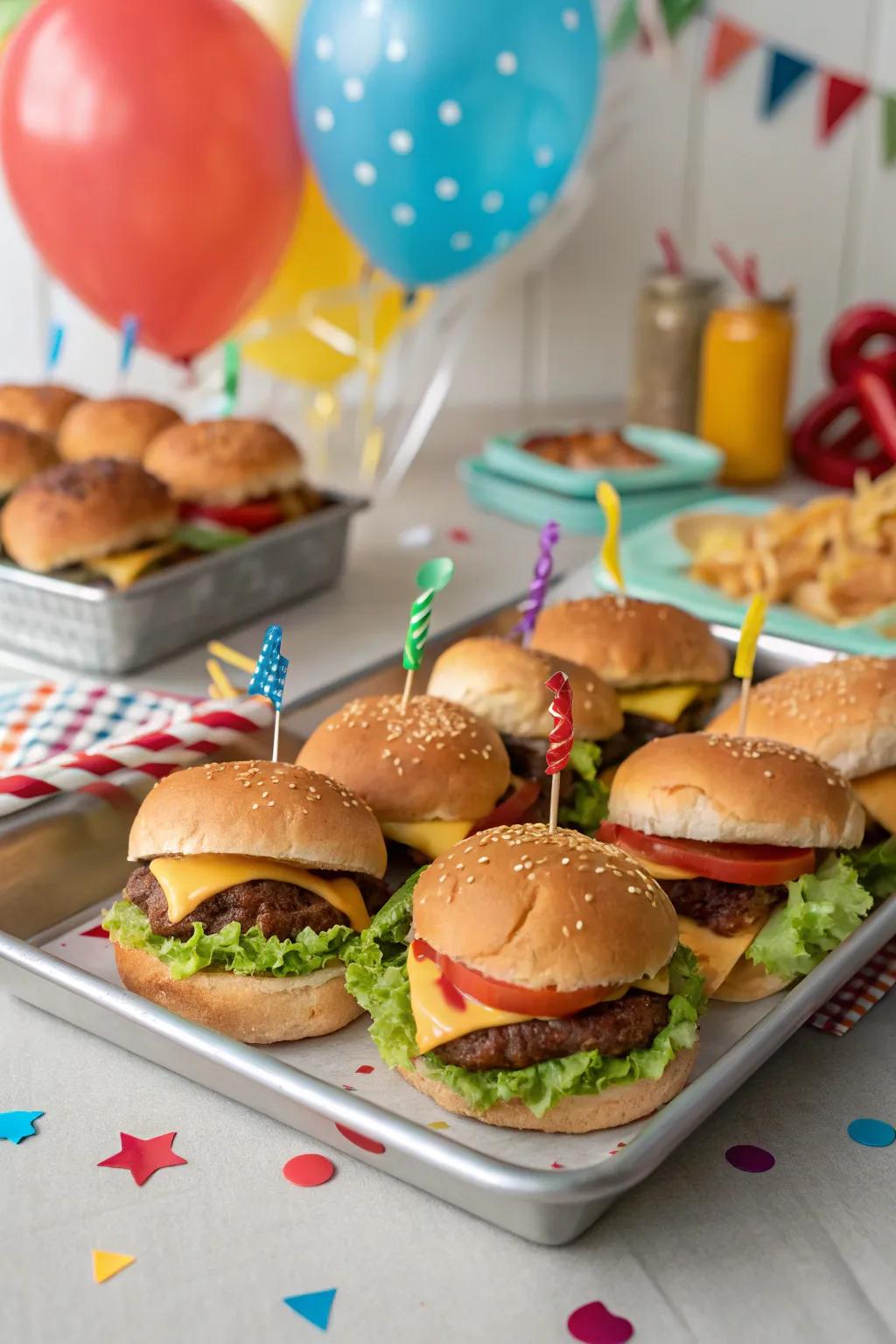 Small-sized burgers are excellent for tasting various flavors.