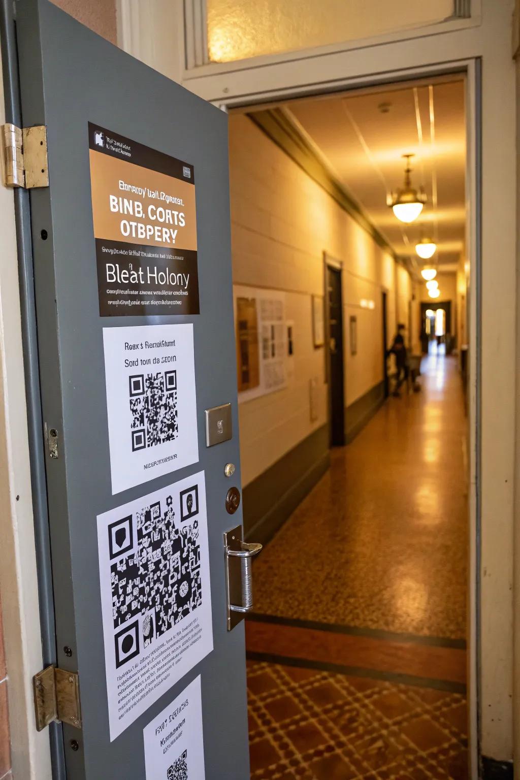 A learning door with QR codes for deeper learning.