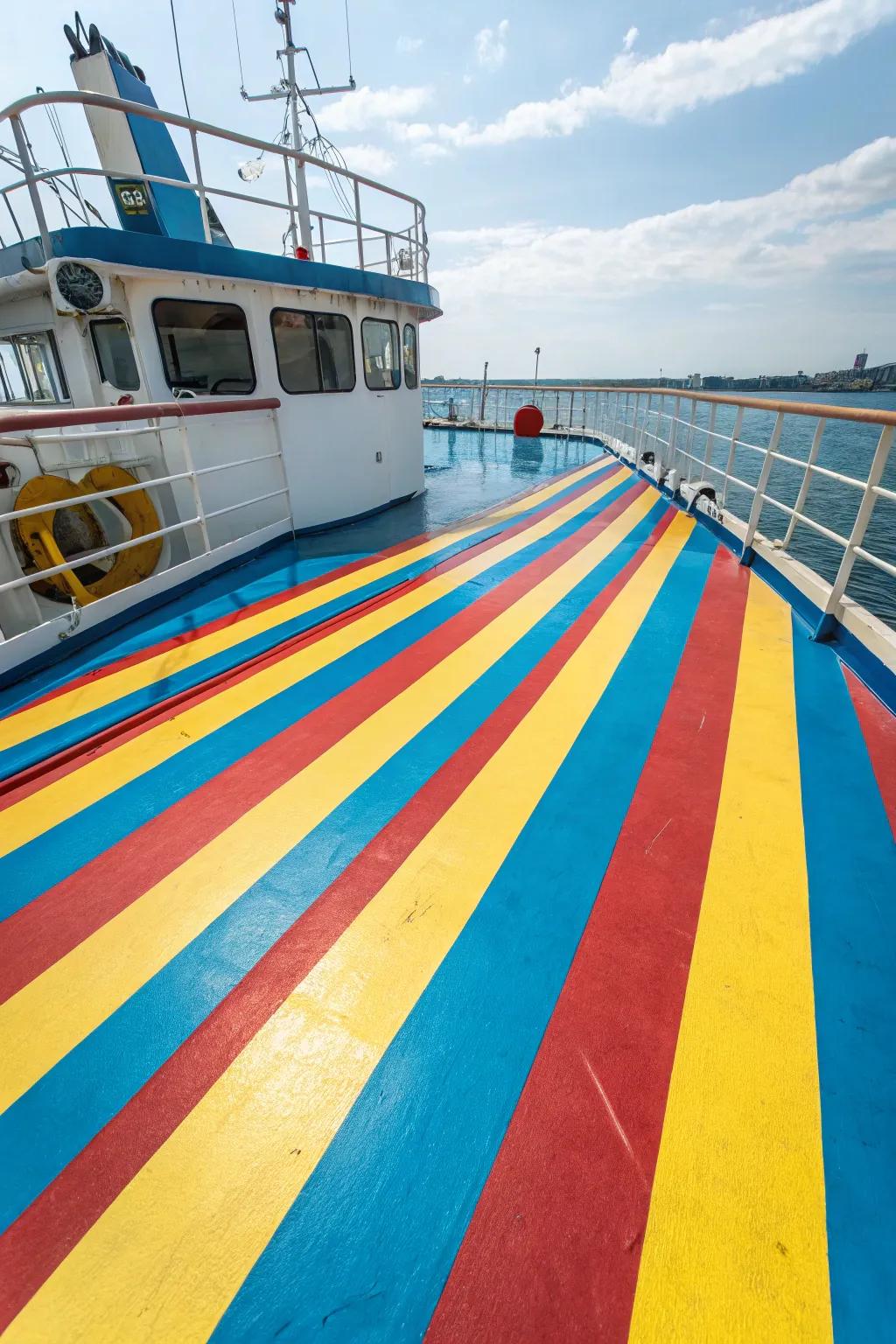 Stripes provide a playful and vibrant touch.