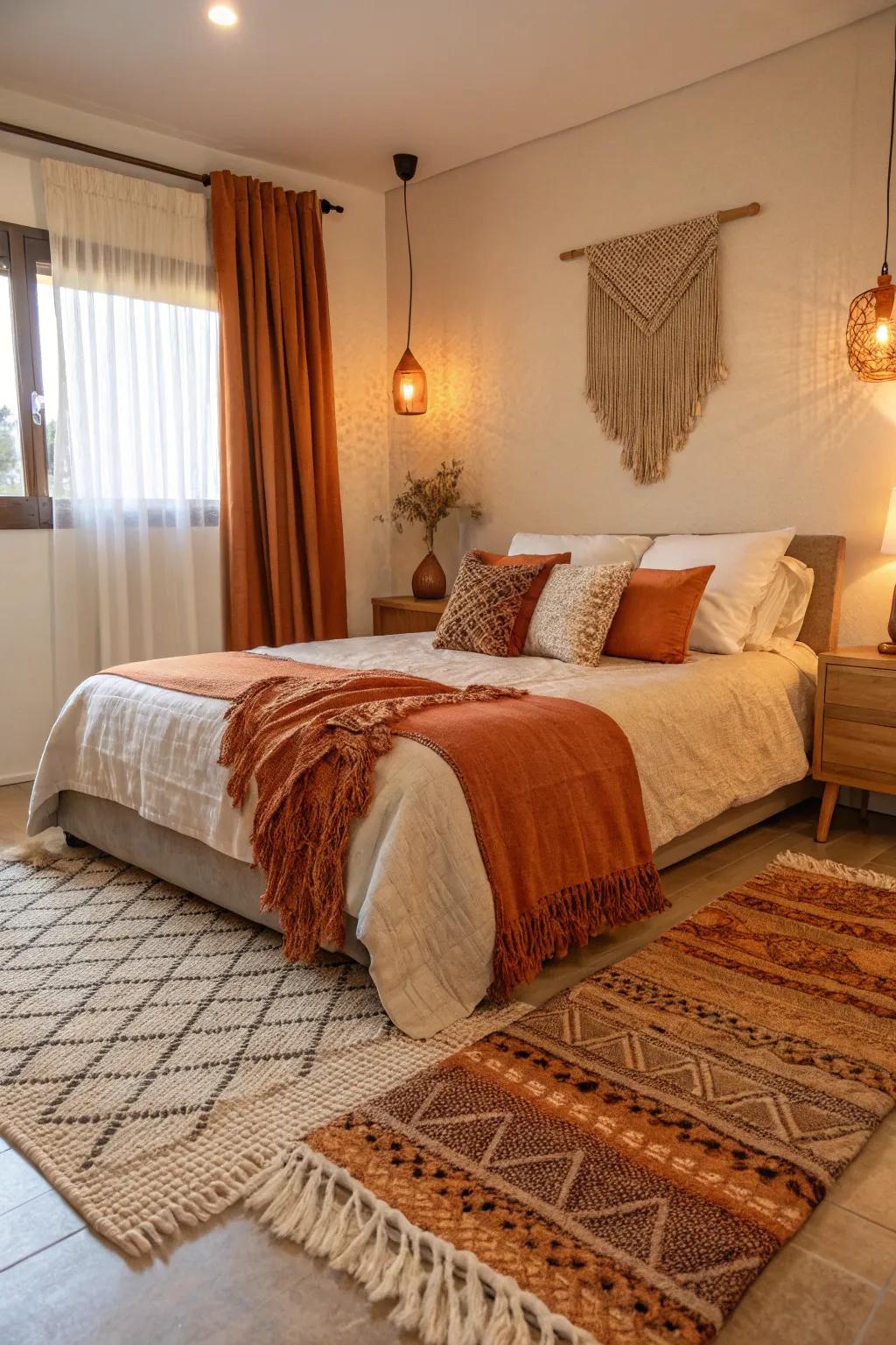 Textured rug adding warmth and style.