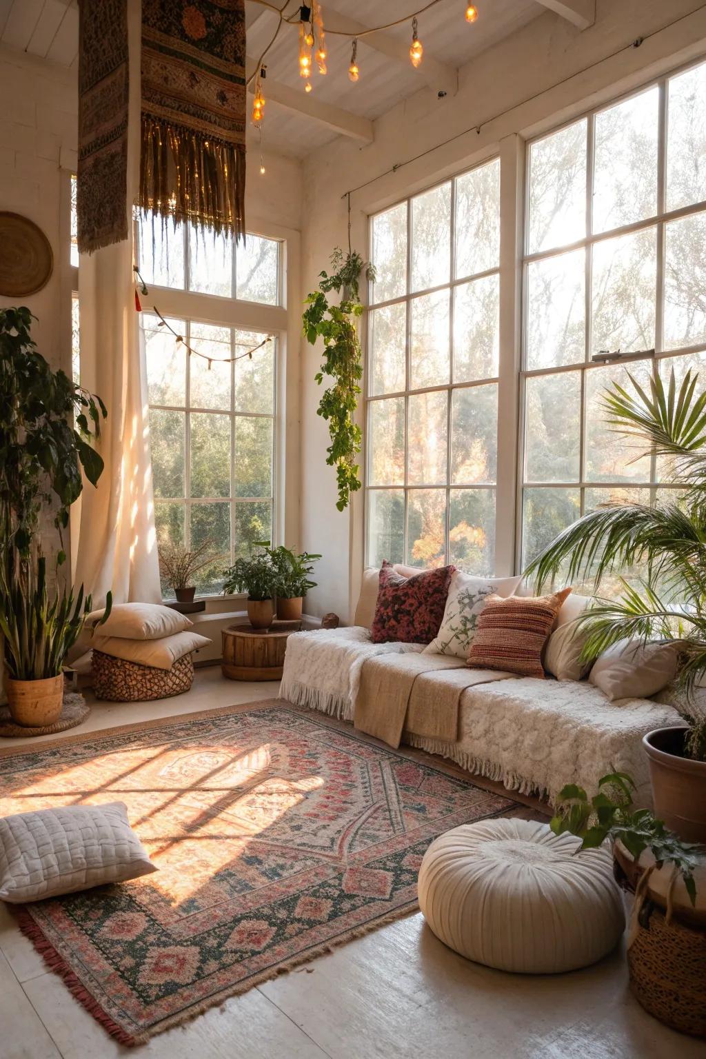 Sunlight elevates the bohemian charm.