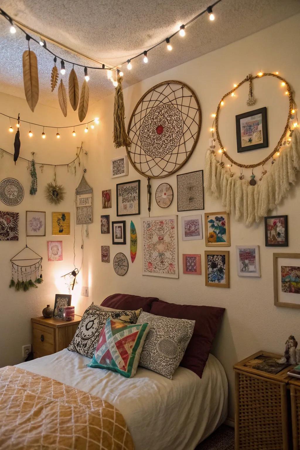 Personalized decor pieces make a boho room truly special.