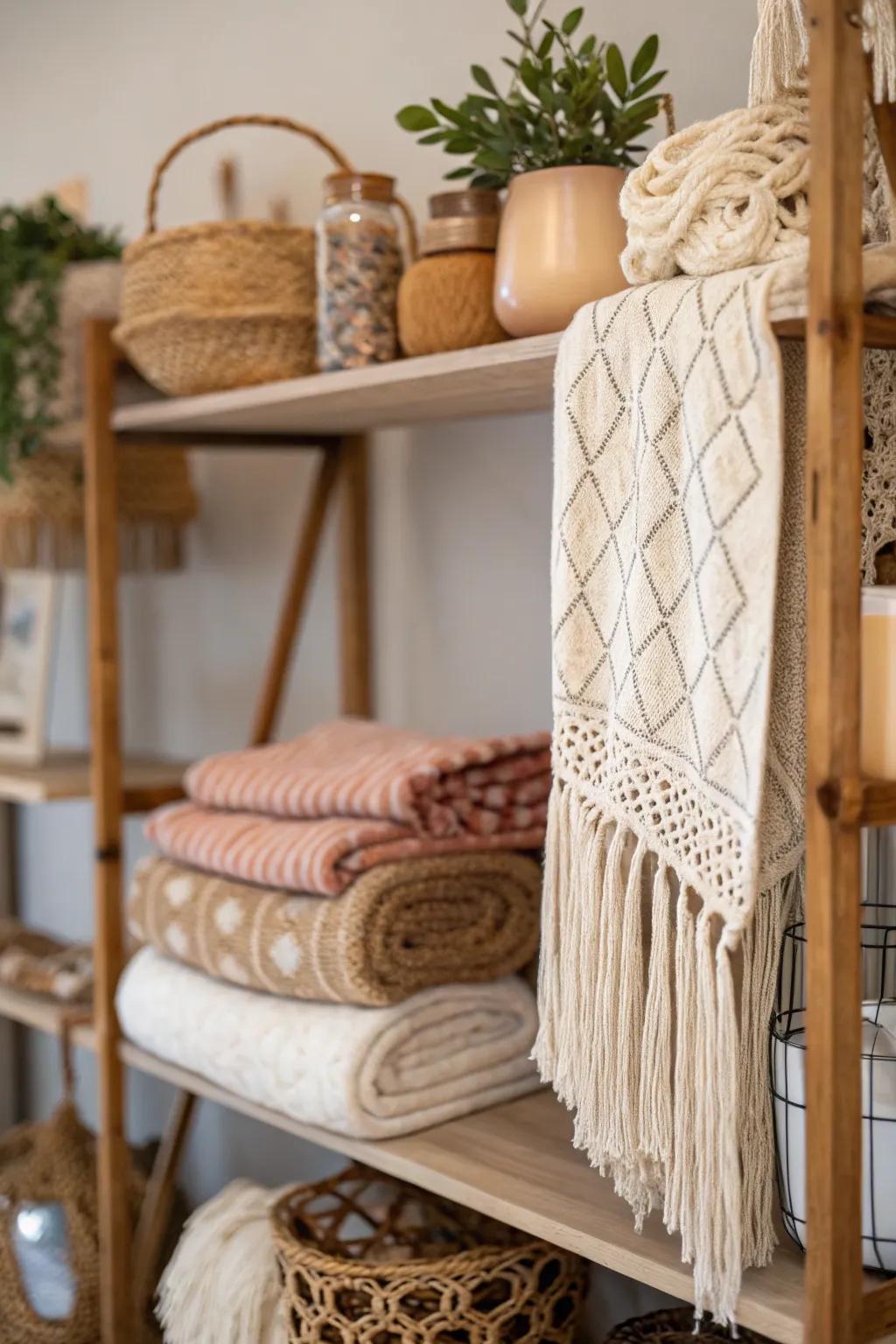 Soft textiles bring warmth and coziness.