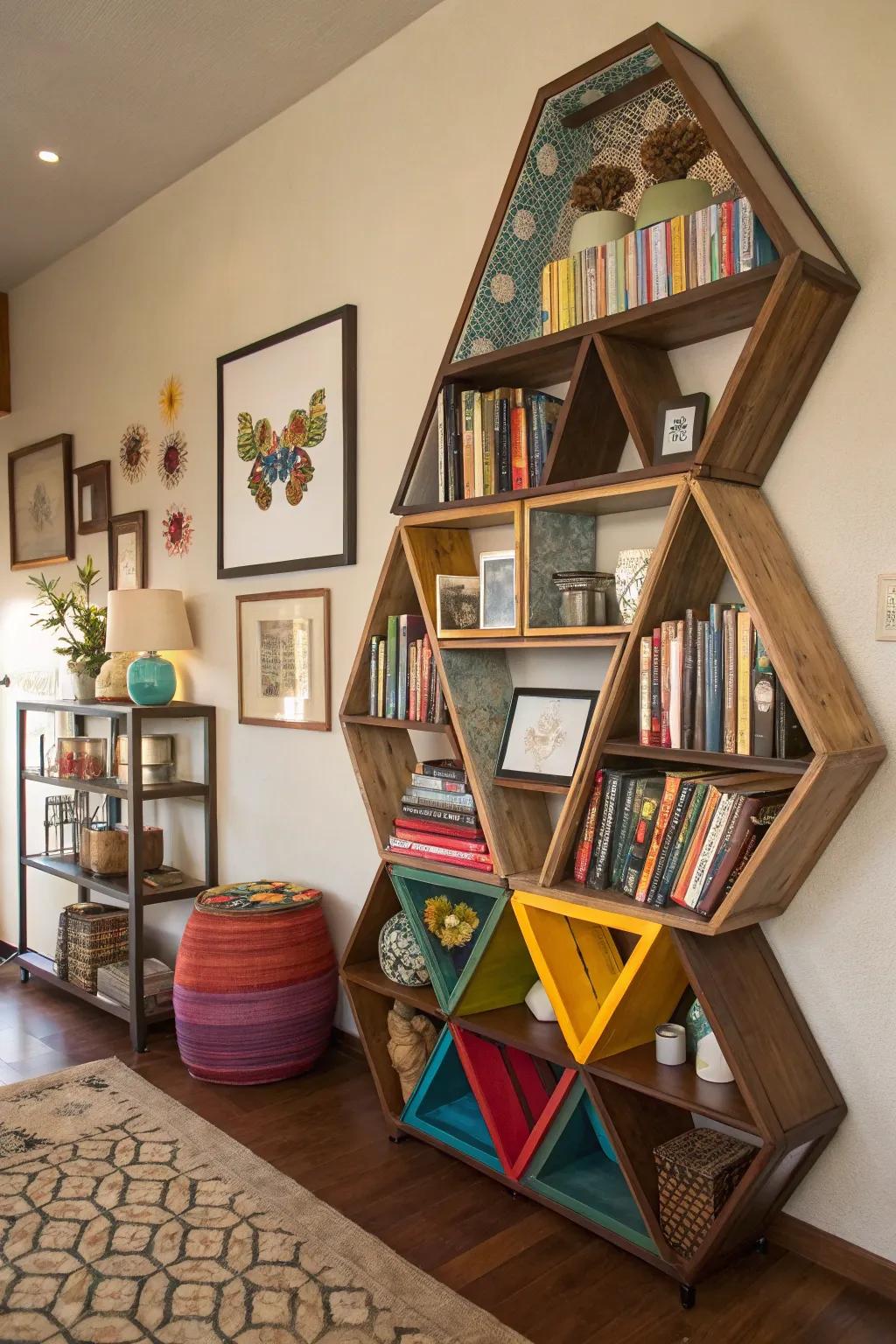 Unique shelf designs can be an amazing focal point.
