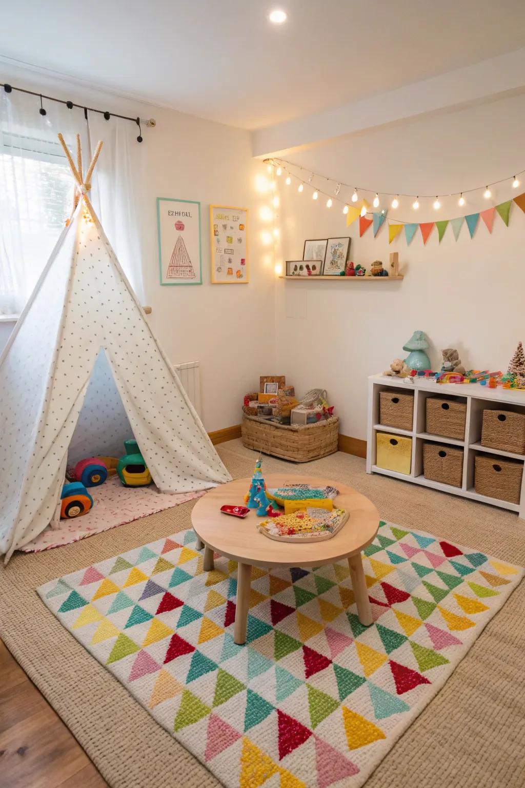 Interactive recreation zones promote creativity and imagination.
