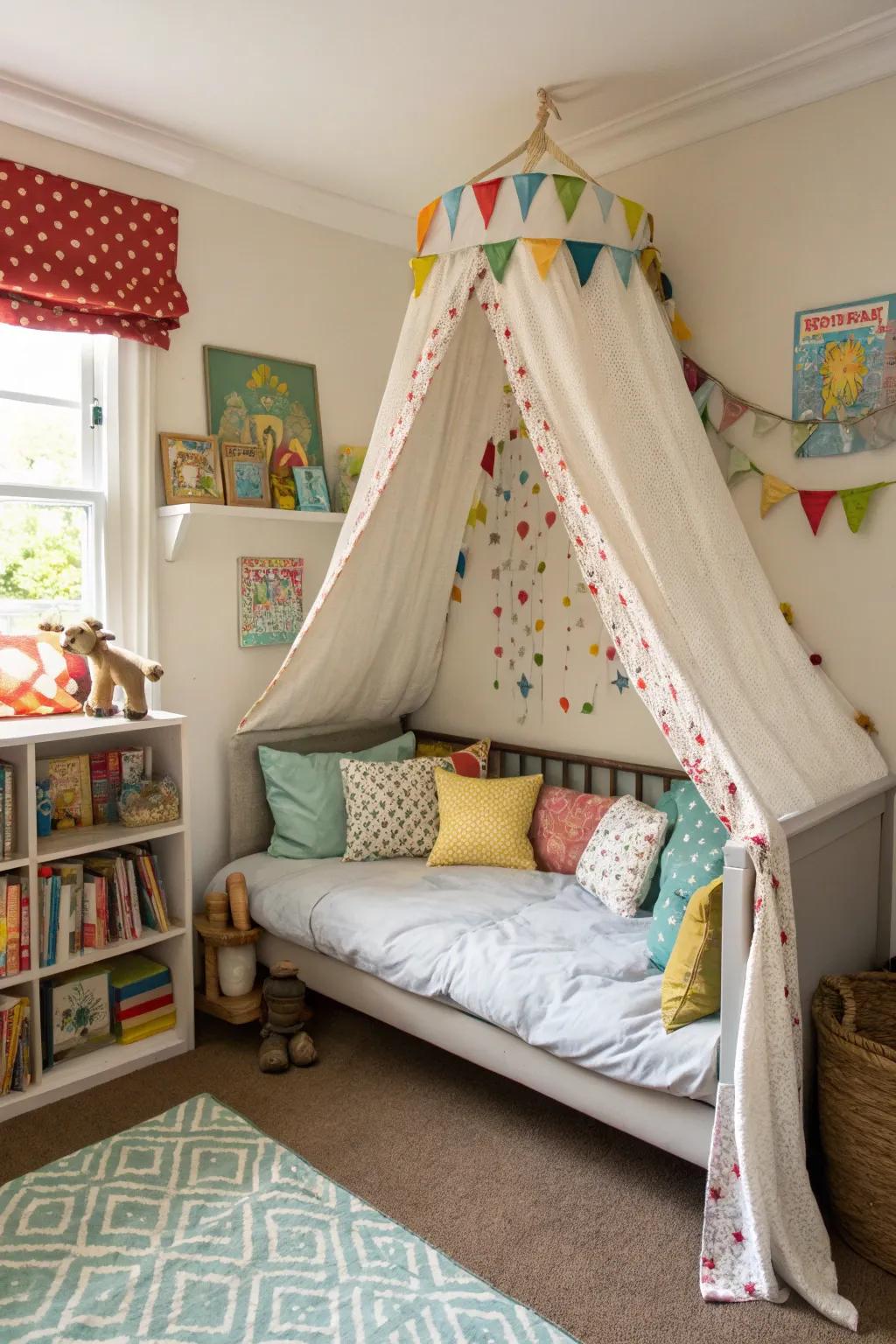 Inspire imaginative play with a canopy over the daybed.