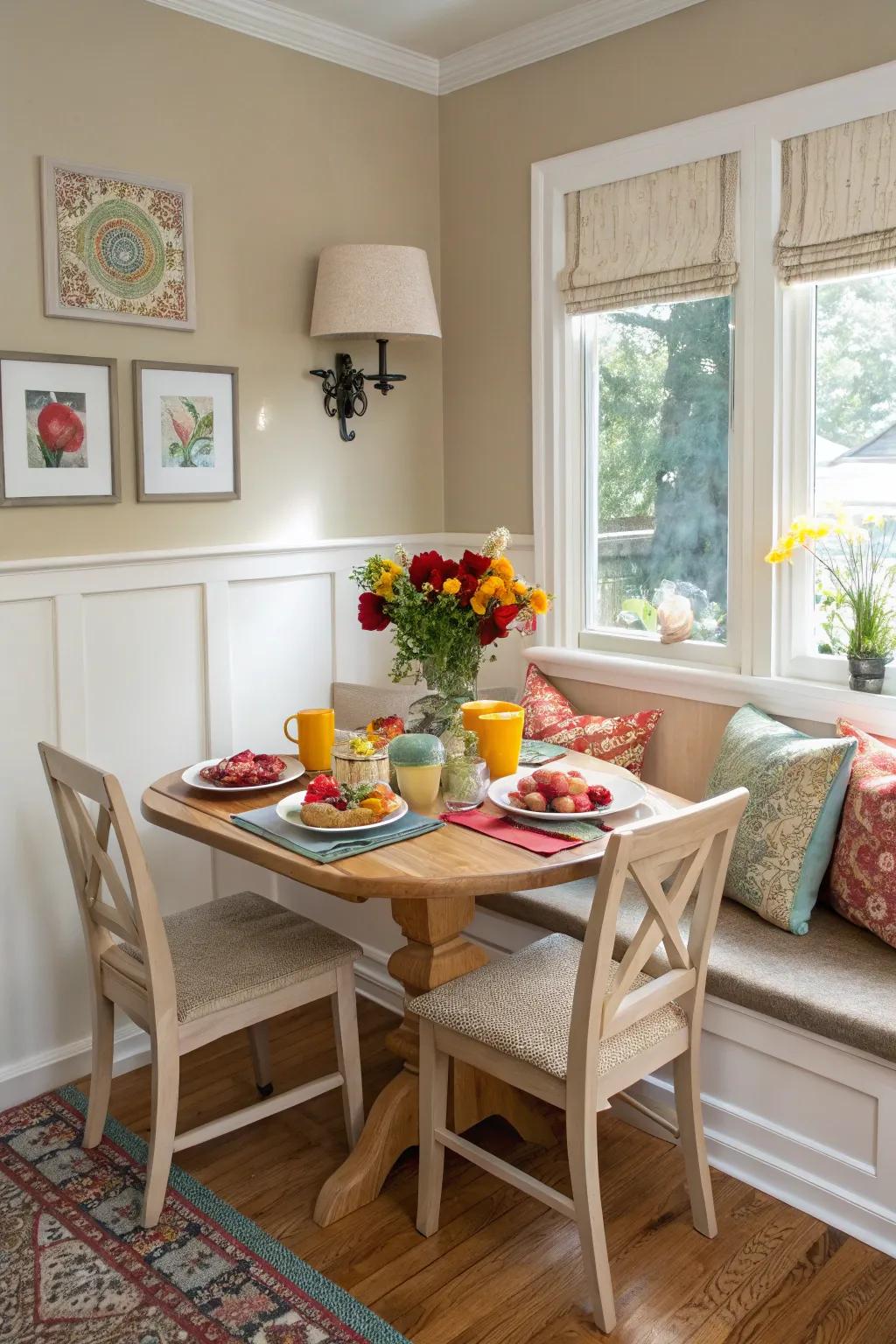 Neutral tones provide a calm setting, while pops of color add personality.