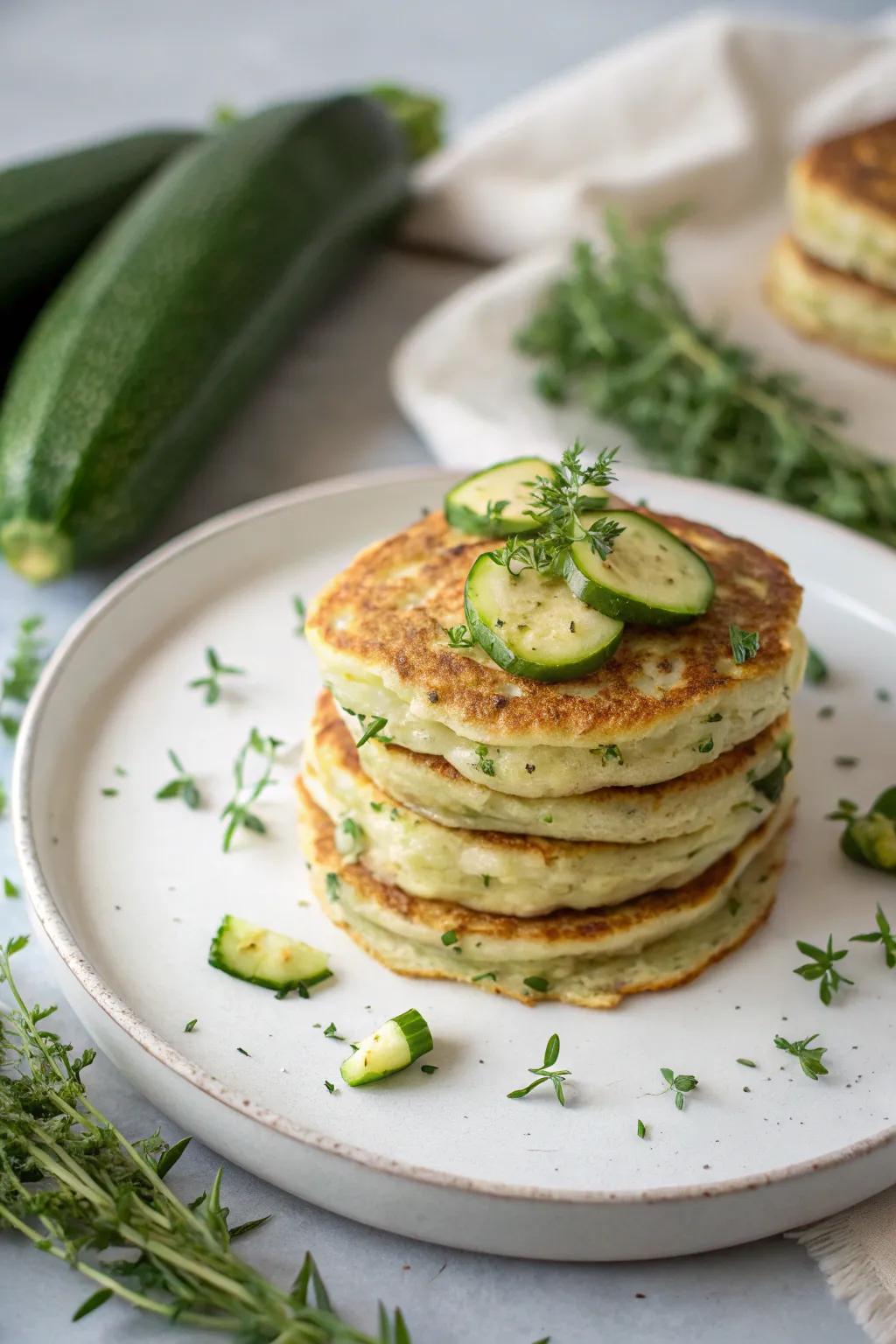 Zucchini pancakes offer a tasty twist to traditional breakfast.