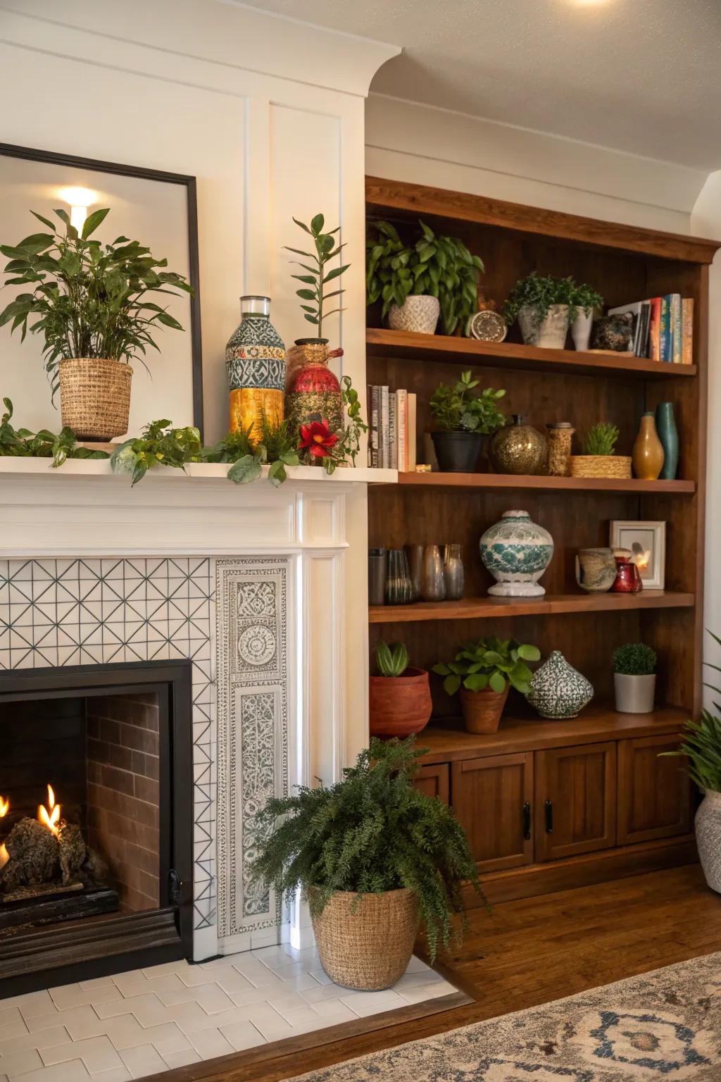 Decorative items add personality to your fireplace built-ins.