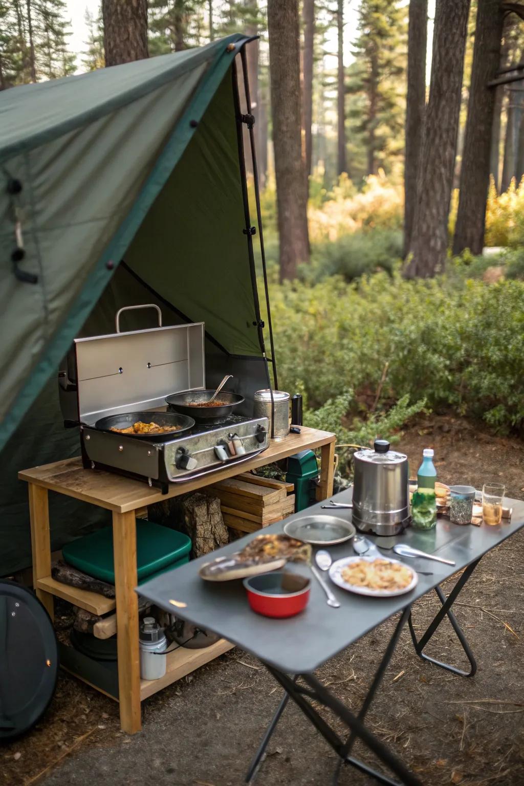 Protect your cooking area from the weather with a canopy.