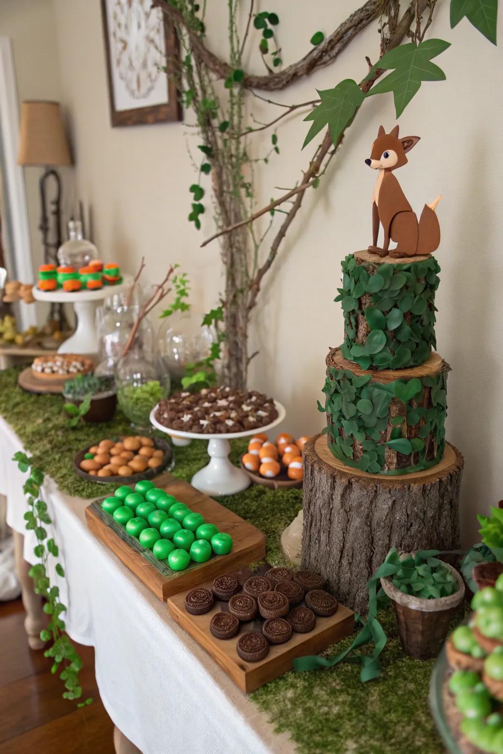 Bring the forest indoors with a magical dessert buffet.