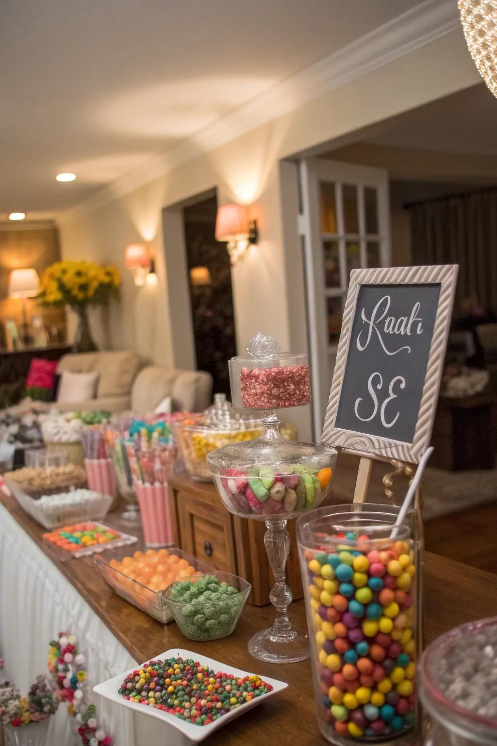 Personalized stickers adding a unique touch to the sweet table
