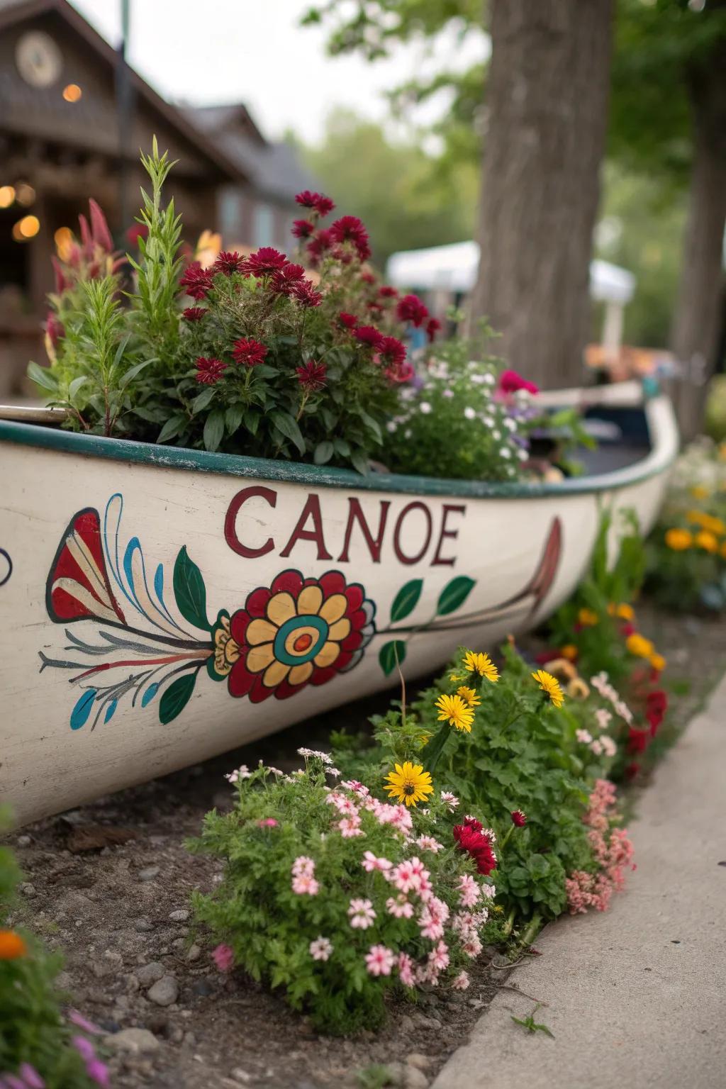 Customize your canoe planter with painted designs or monikers.