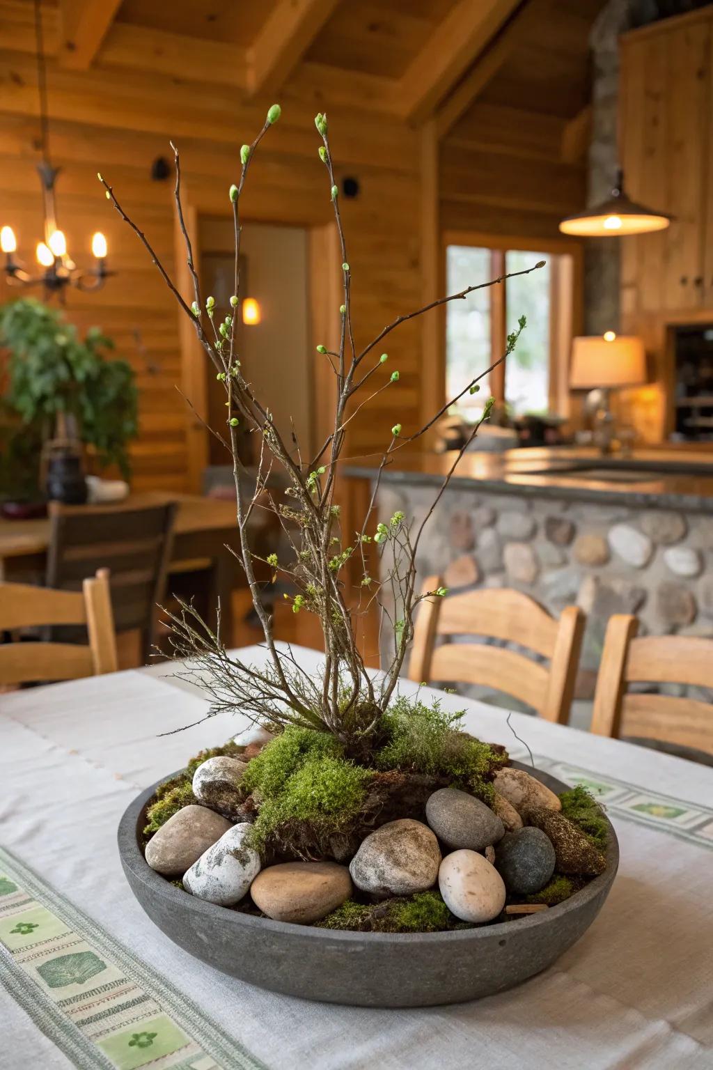 Natural moss adds an earthy, organic touch to your table.