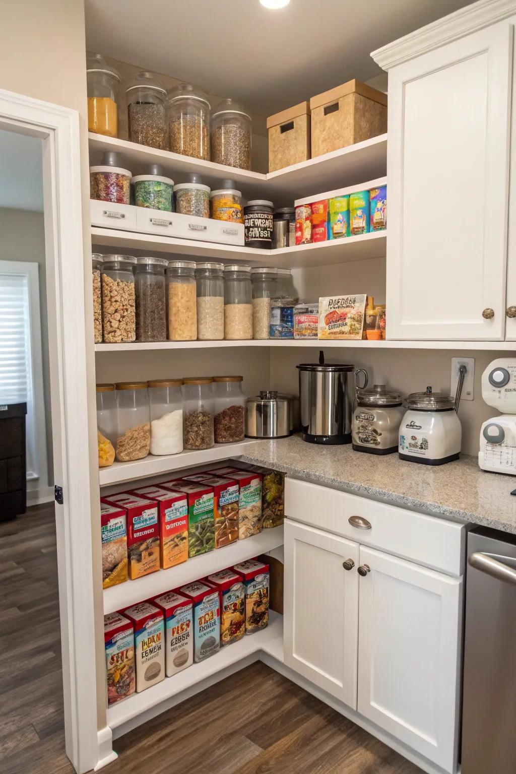Using space smartly for a good cereal station.