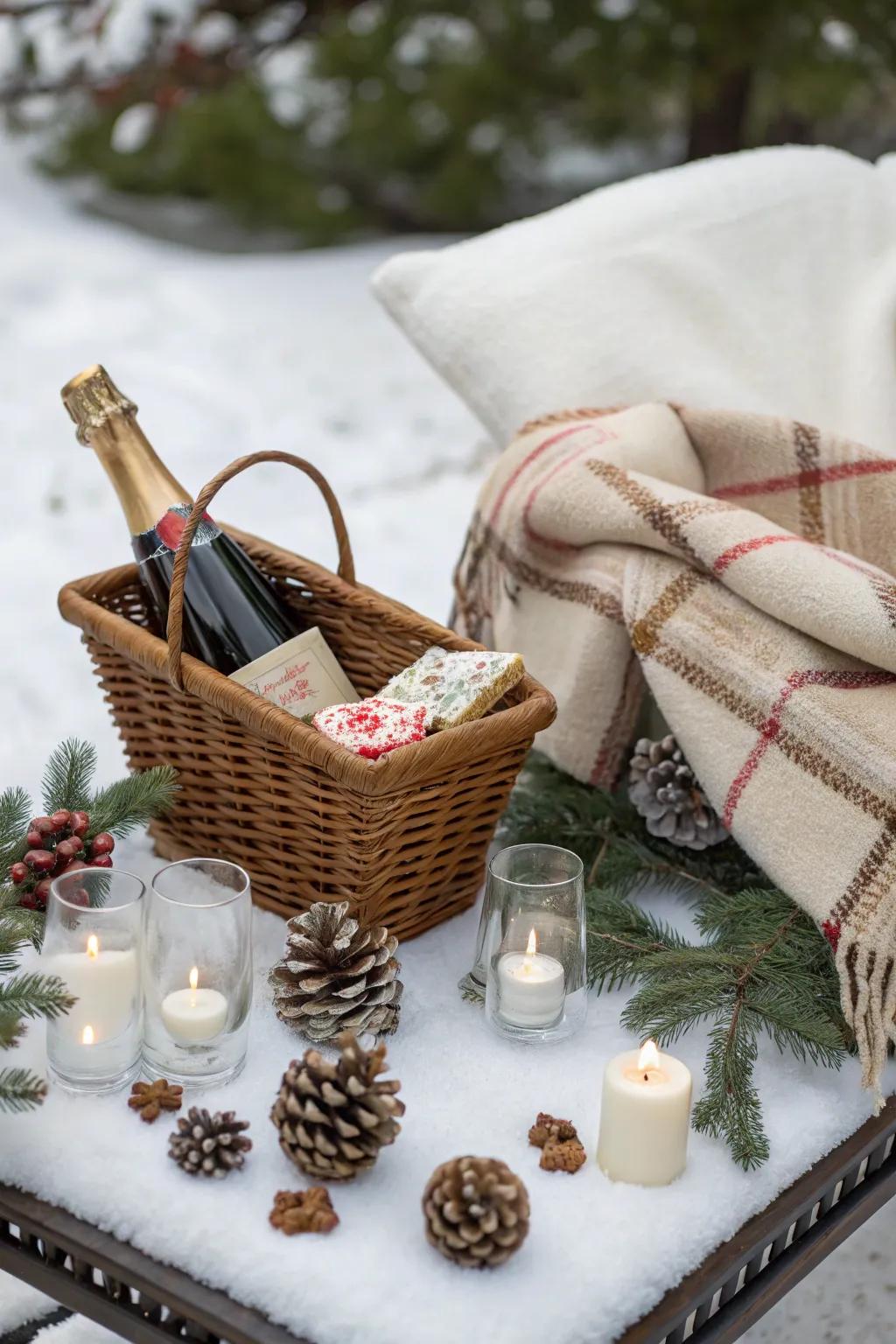 Wintertime wonder with celebratory sparkling wine and peppermint confectionery.