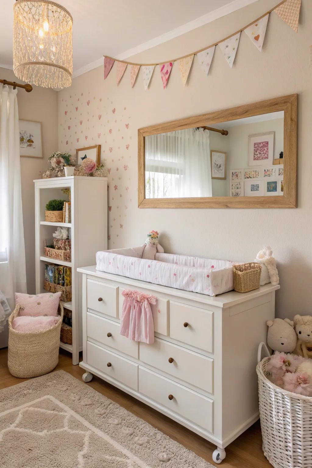 A large reflector enhances the sense of space and style.