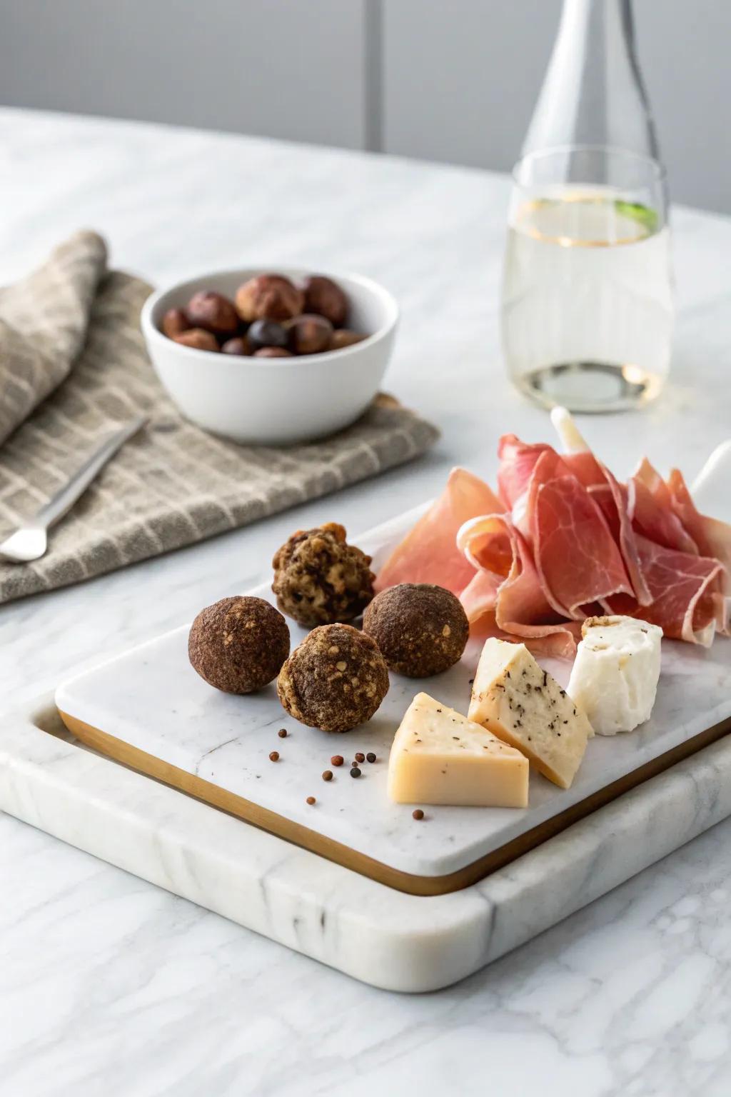 Effortless style with flavored cheese and Italian ham.