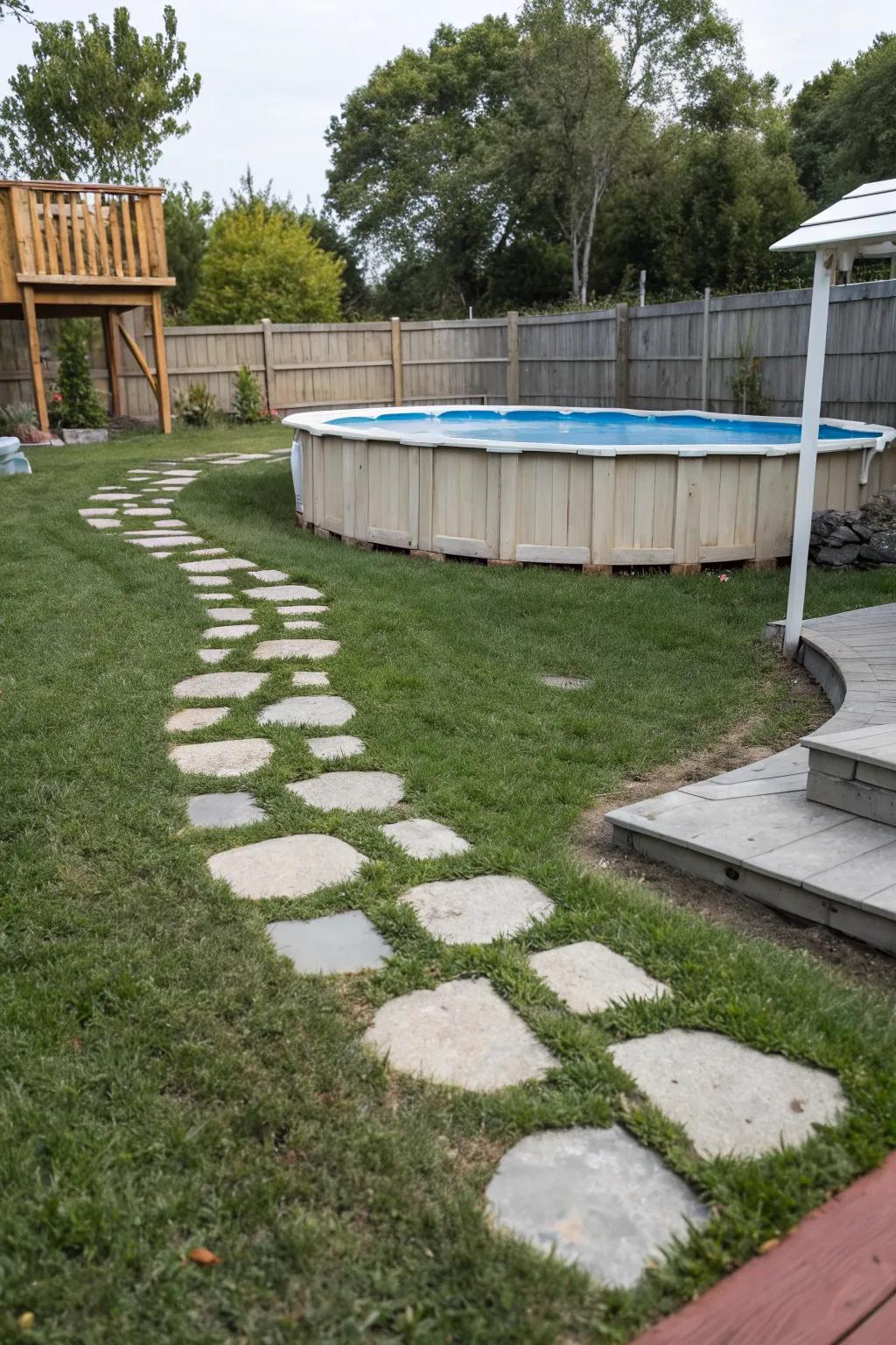 Stepping stones create a whimsical path to your pool.