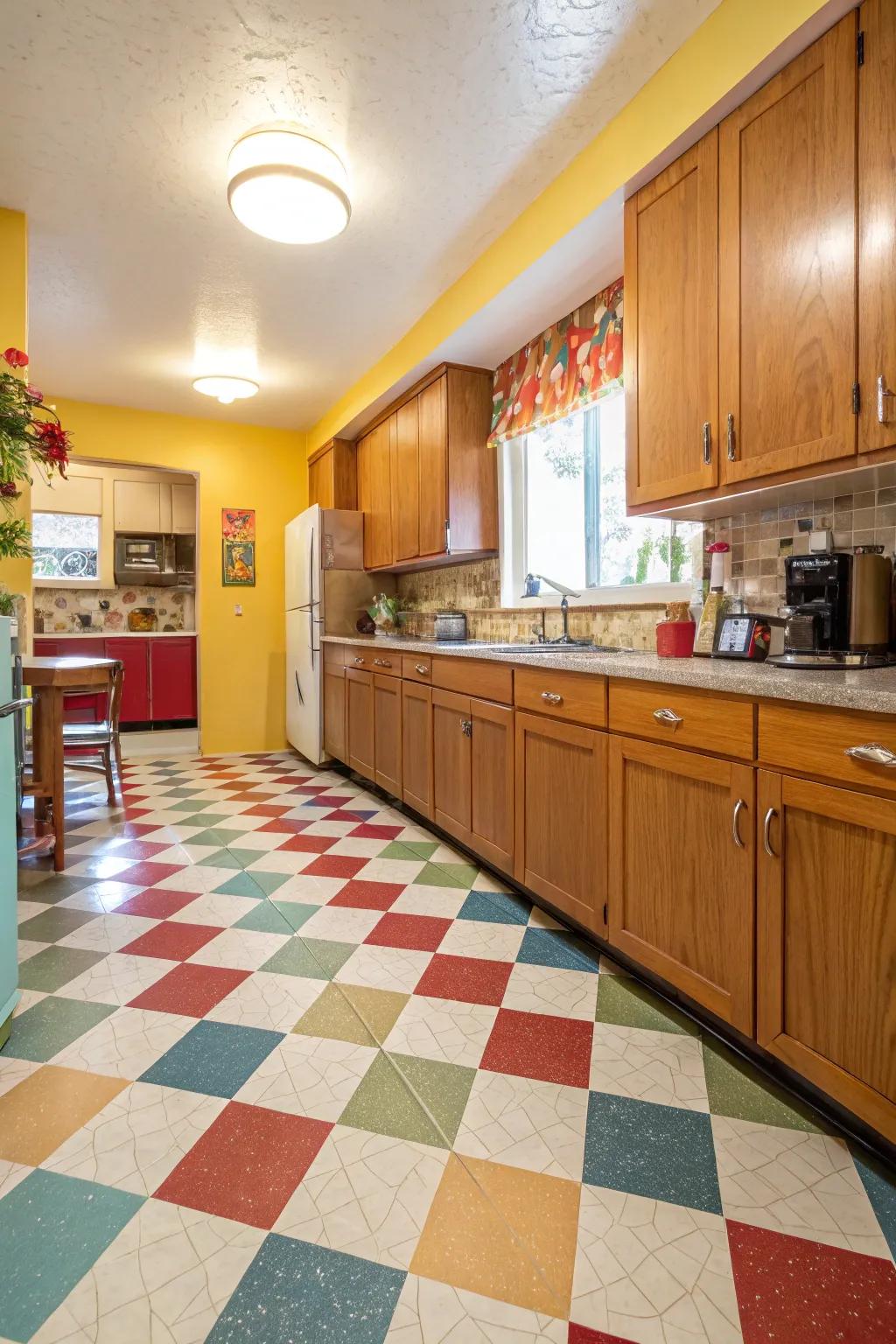 Linoleum surfaces: vibrant and sustainable.