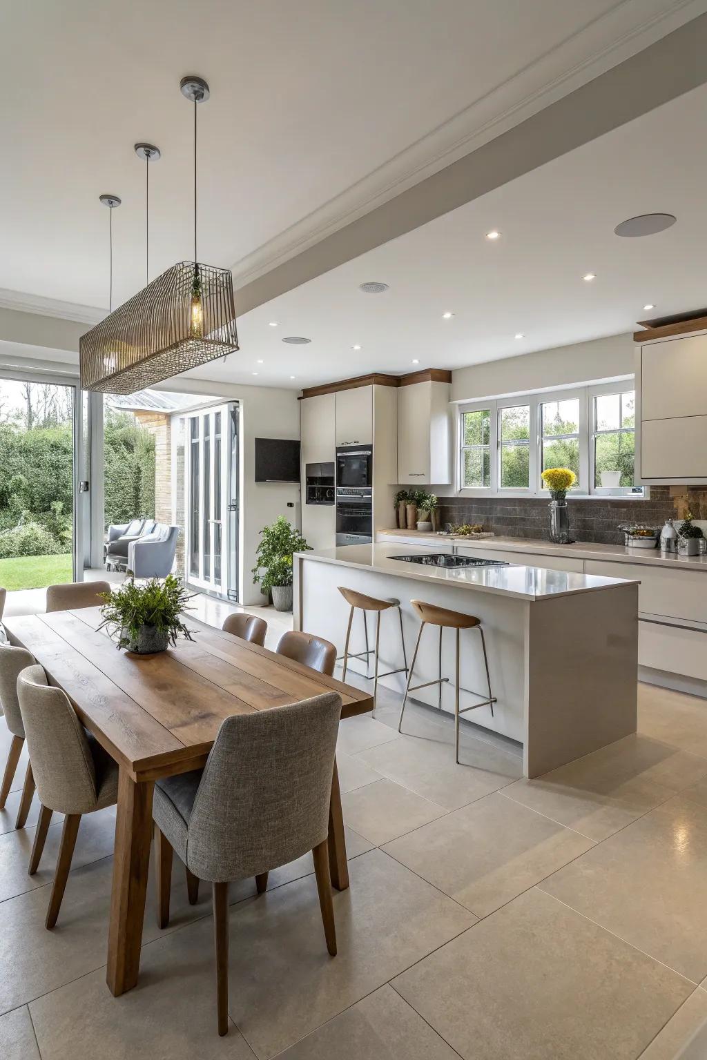 A seamless connection between cooking and dining spaces.