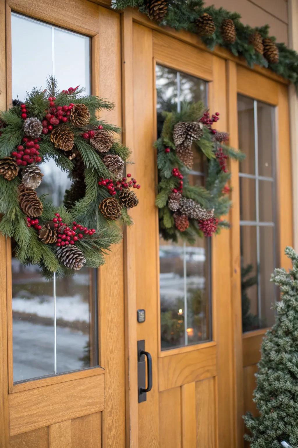 A grand display of wreaths for a classic holiday welcome.