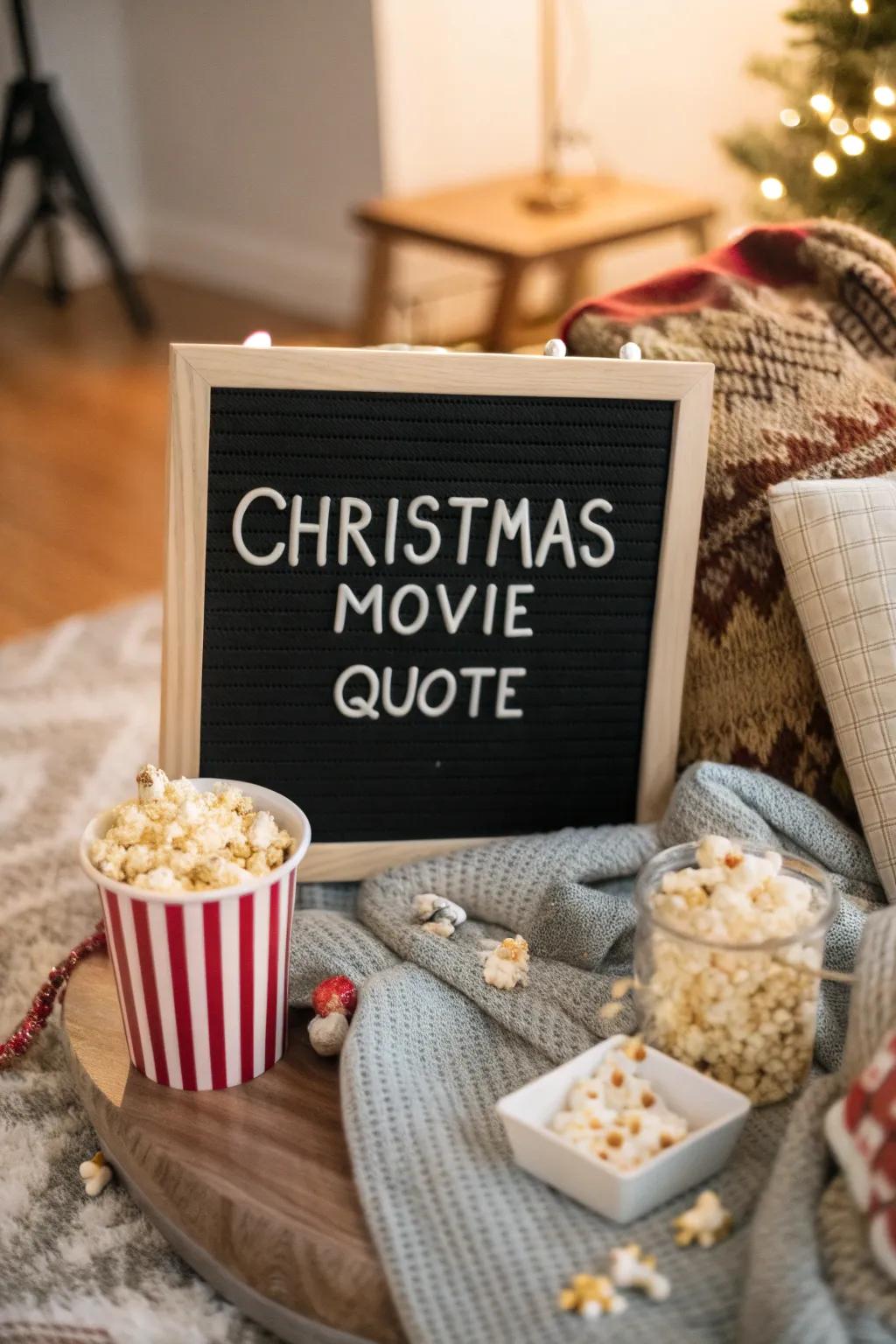 A festive film excerpt message board perfect for film nights.