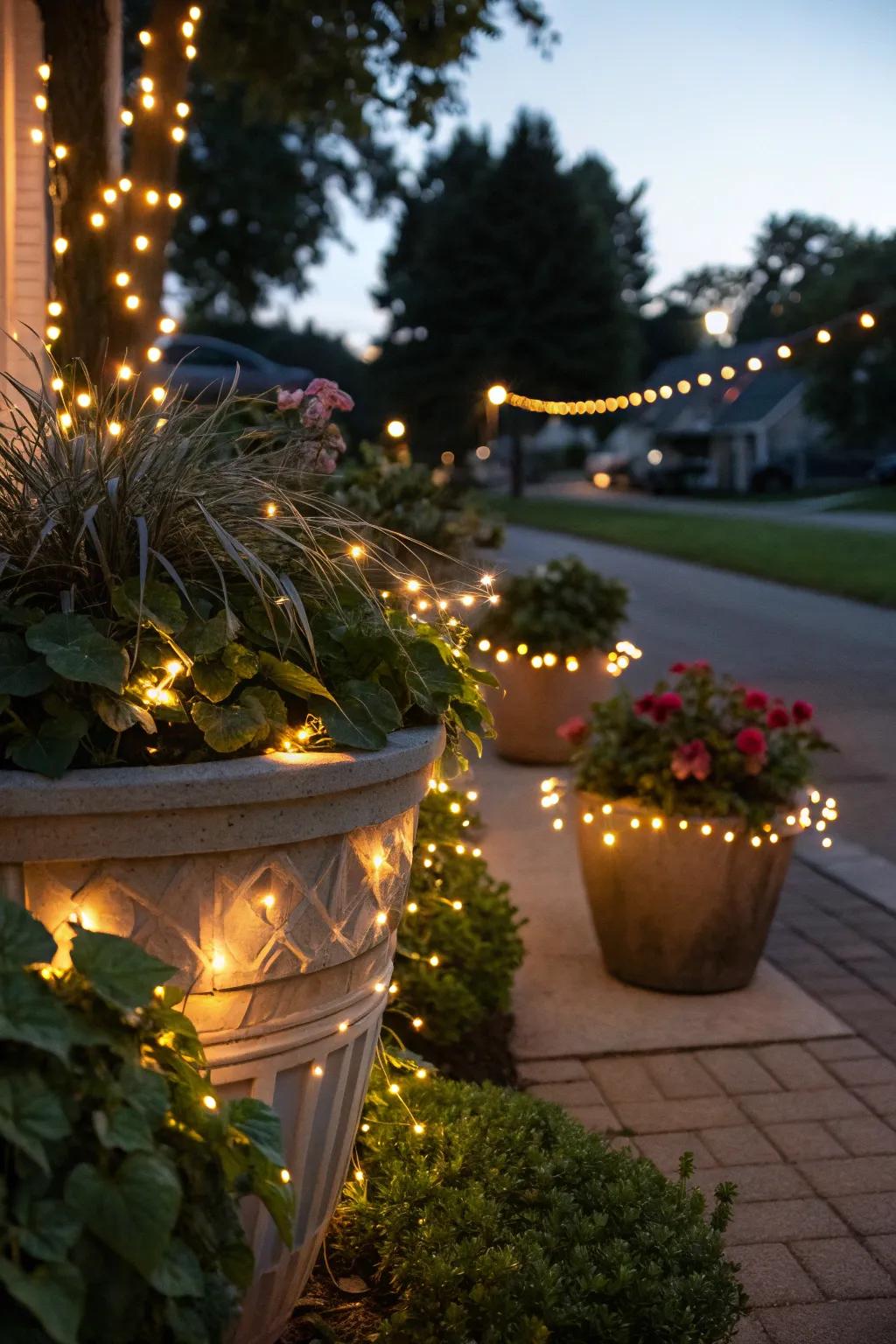 Twinkling illuminations introduce a magical accent to your porch.
