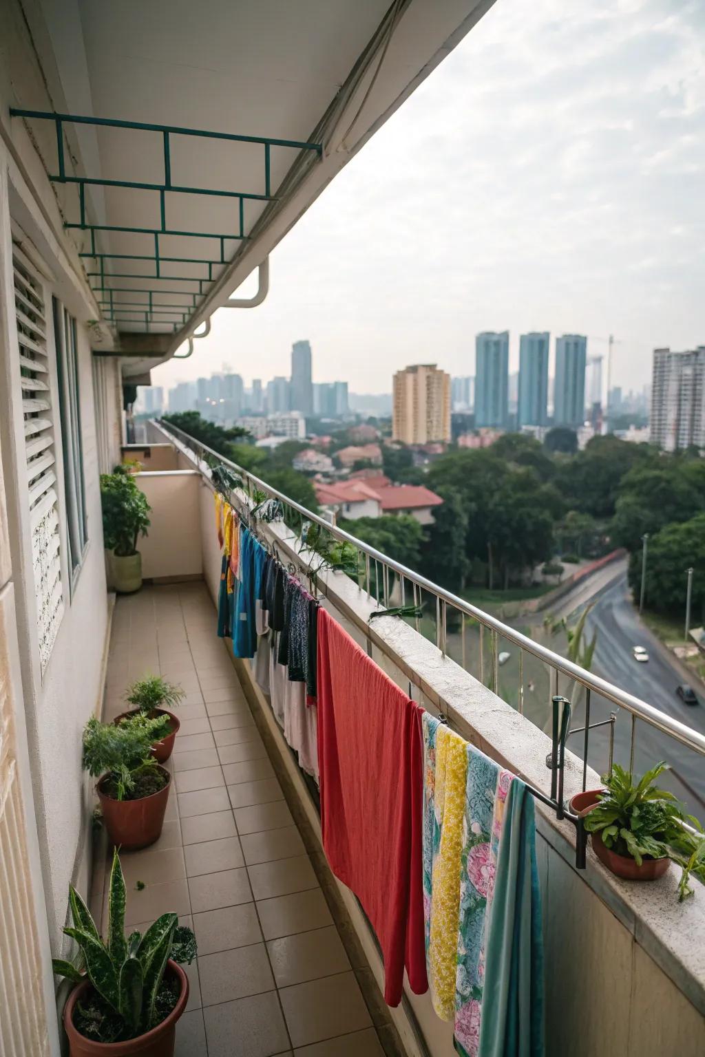 Air clothes effortlessly using a hoist mechanism clothesline.