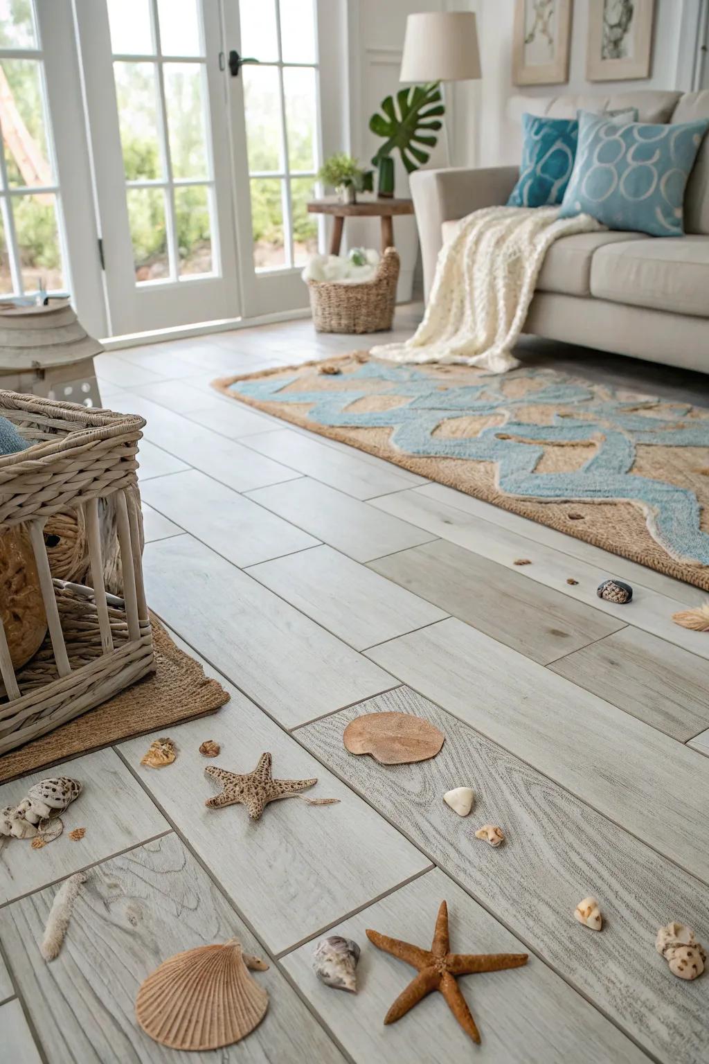 Wood-look tiles bring the warmth of driftwood into your home.