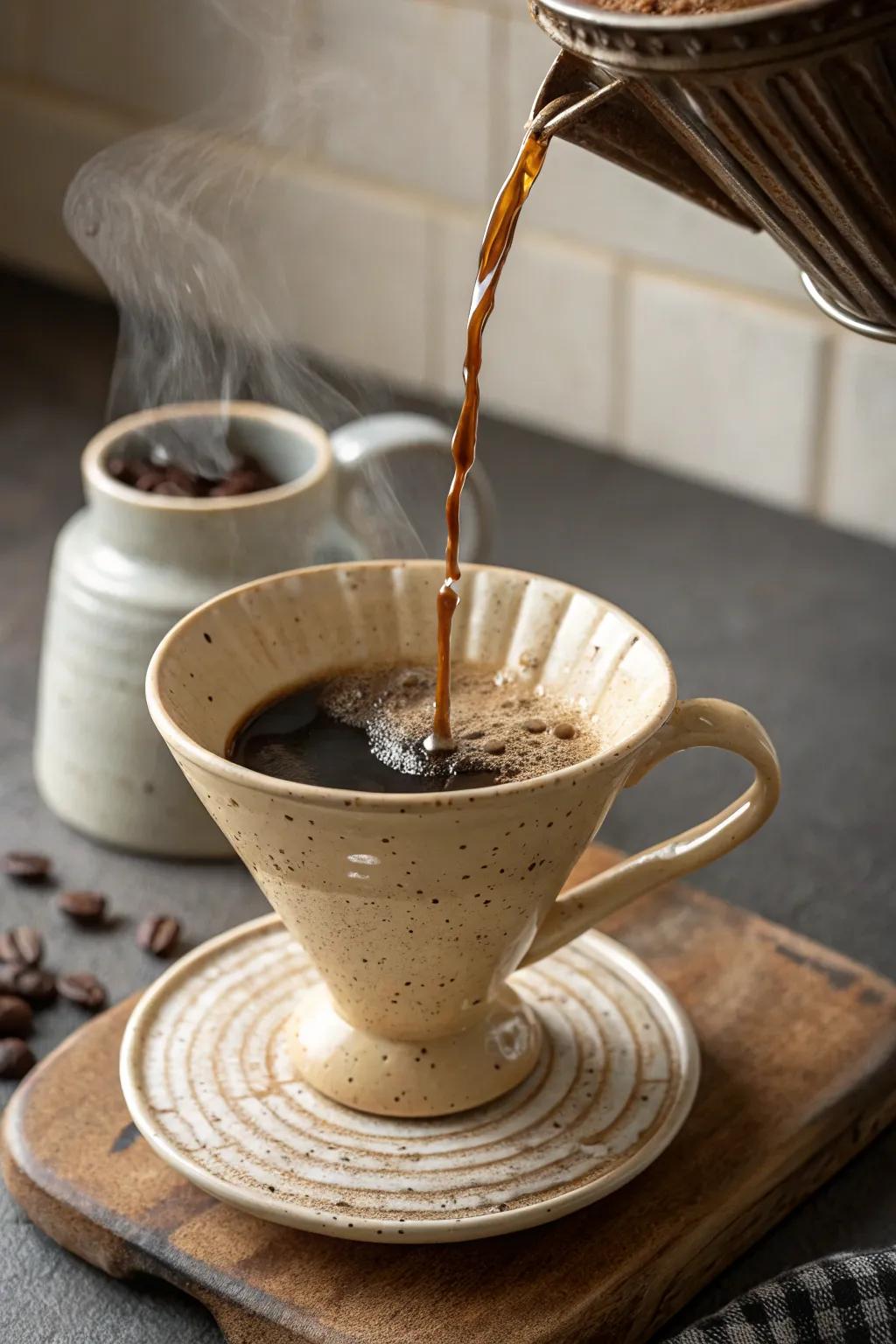 Transform your coffee preparation into a mindful experience with a ceramic pour over.