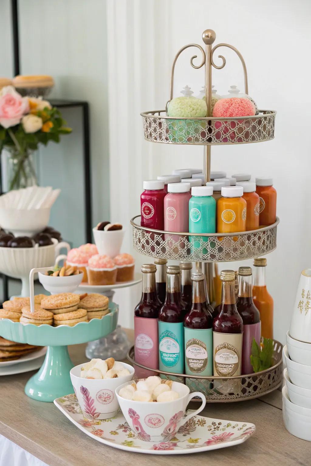 Teared racks efficiently arrange your coffee must-haves.