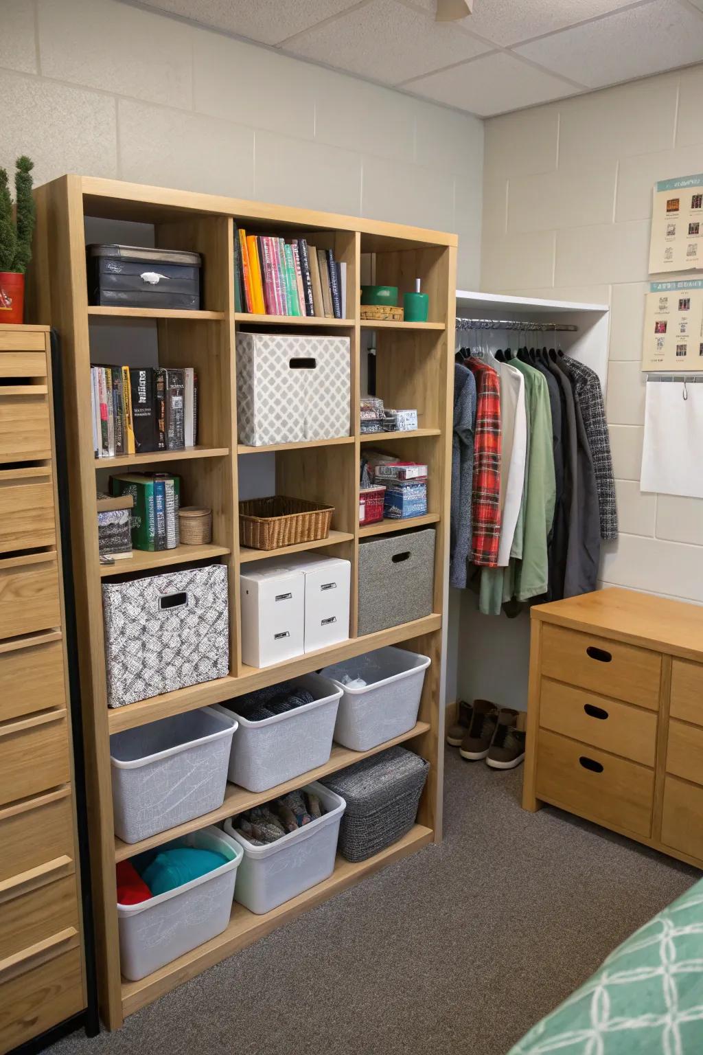Smart storage can save space and keep things calm.