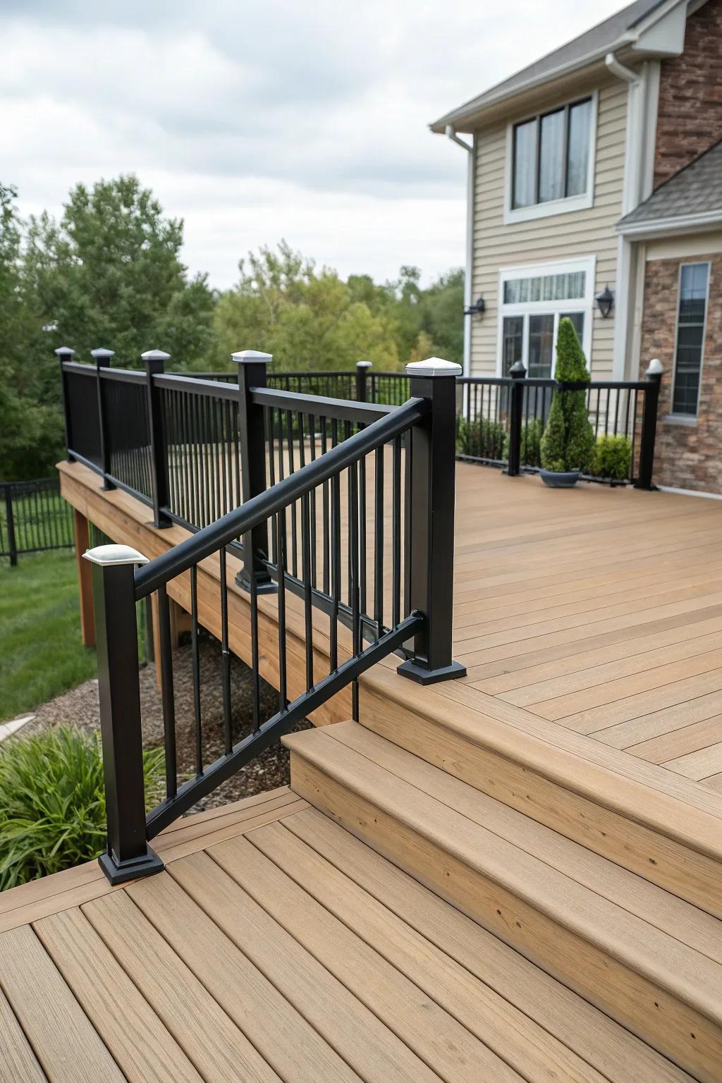 Play with colors by contrasting deck and surround for a striking visual.