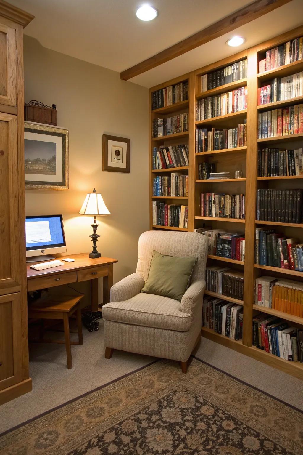 A versatile computer area that balances activity and relaxation.