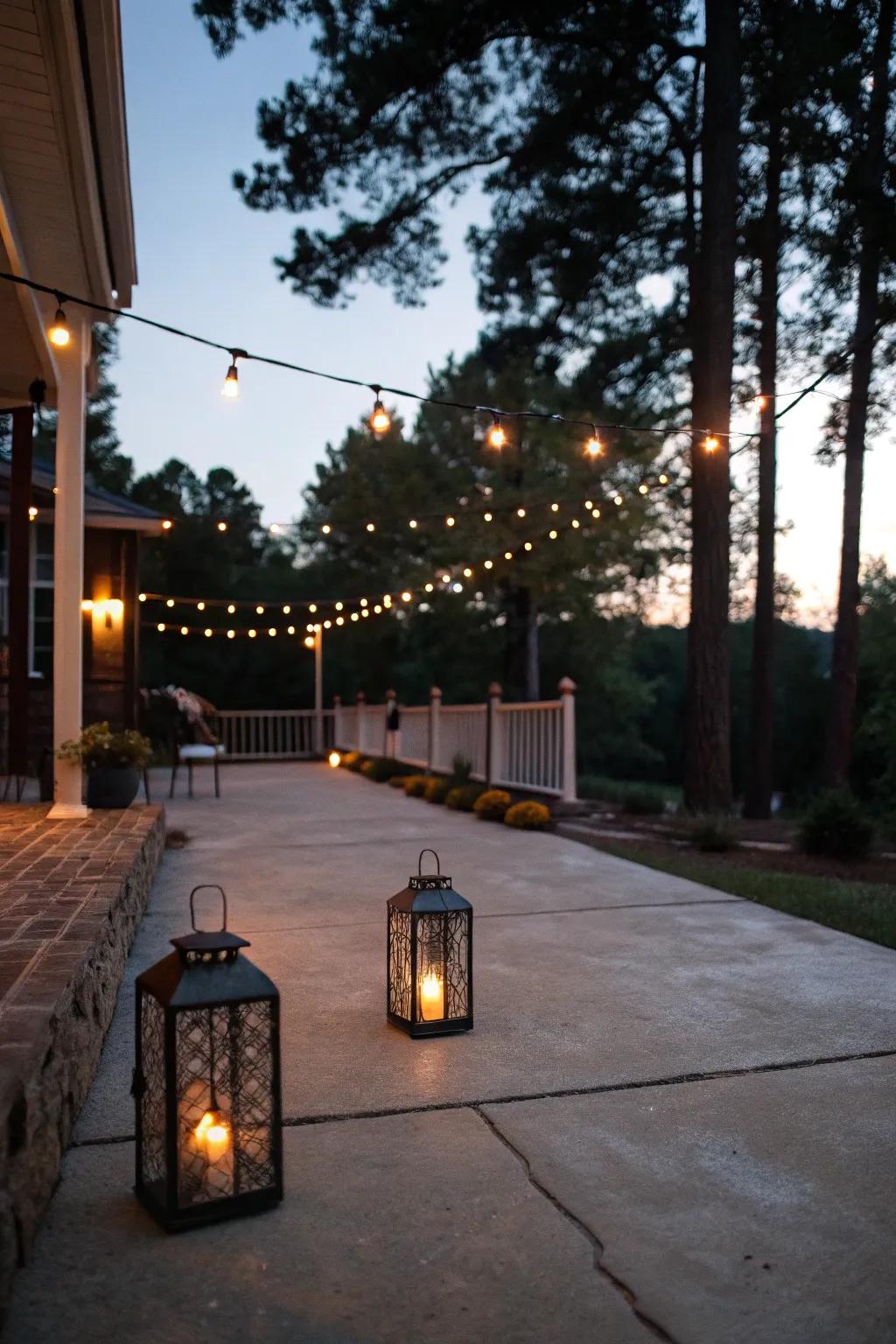 Atmospheric illumination sets the mood for evening gatherings.